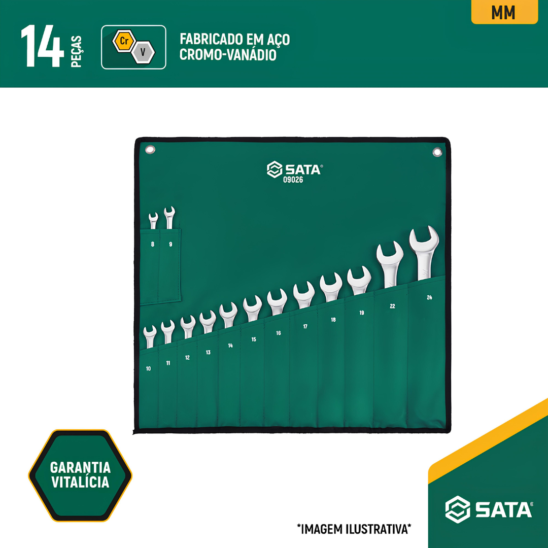 Jogo Chaves Combinadas De 8 A 24Mm 14Pçs St09026g Sata<BR>