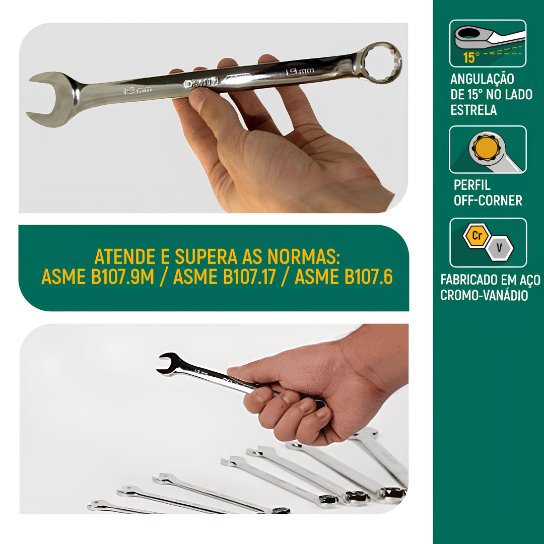 Jogo Chaves Combinadas De 8 A 24Mm 14Pçs St09026g Sata<BR>
