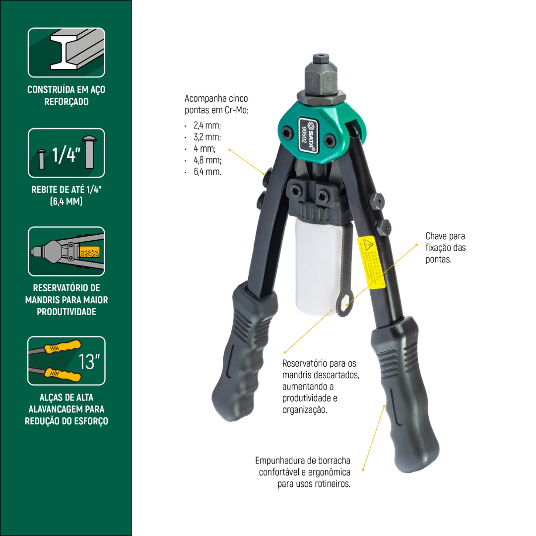 Rebitador Tipo Alavanca 13” St90502 Sata