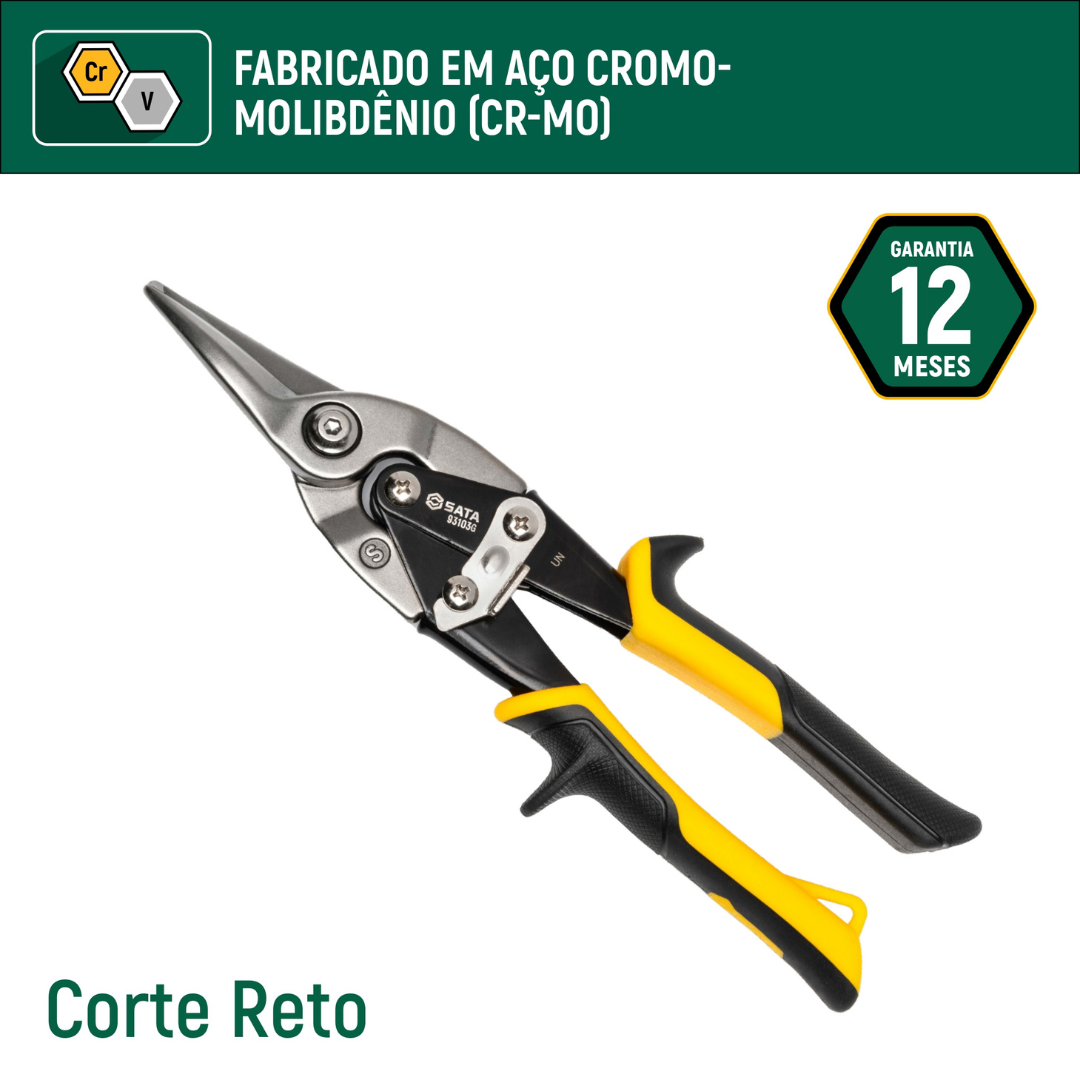 Tesoura Aviação 10" Corte Reto St93103g Sata