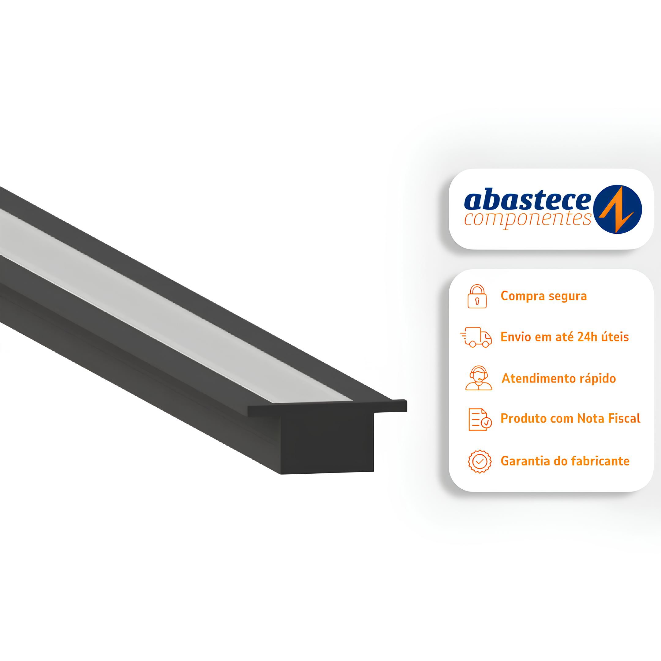 Perfil De Embutir Amalfi Preto 28X11x1000 SE-255.3288 Save Energy