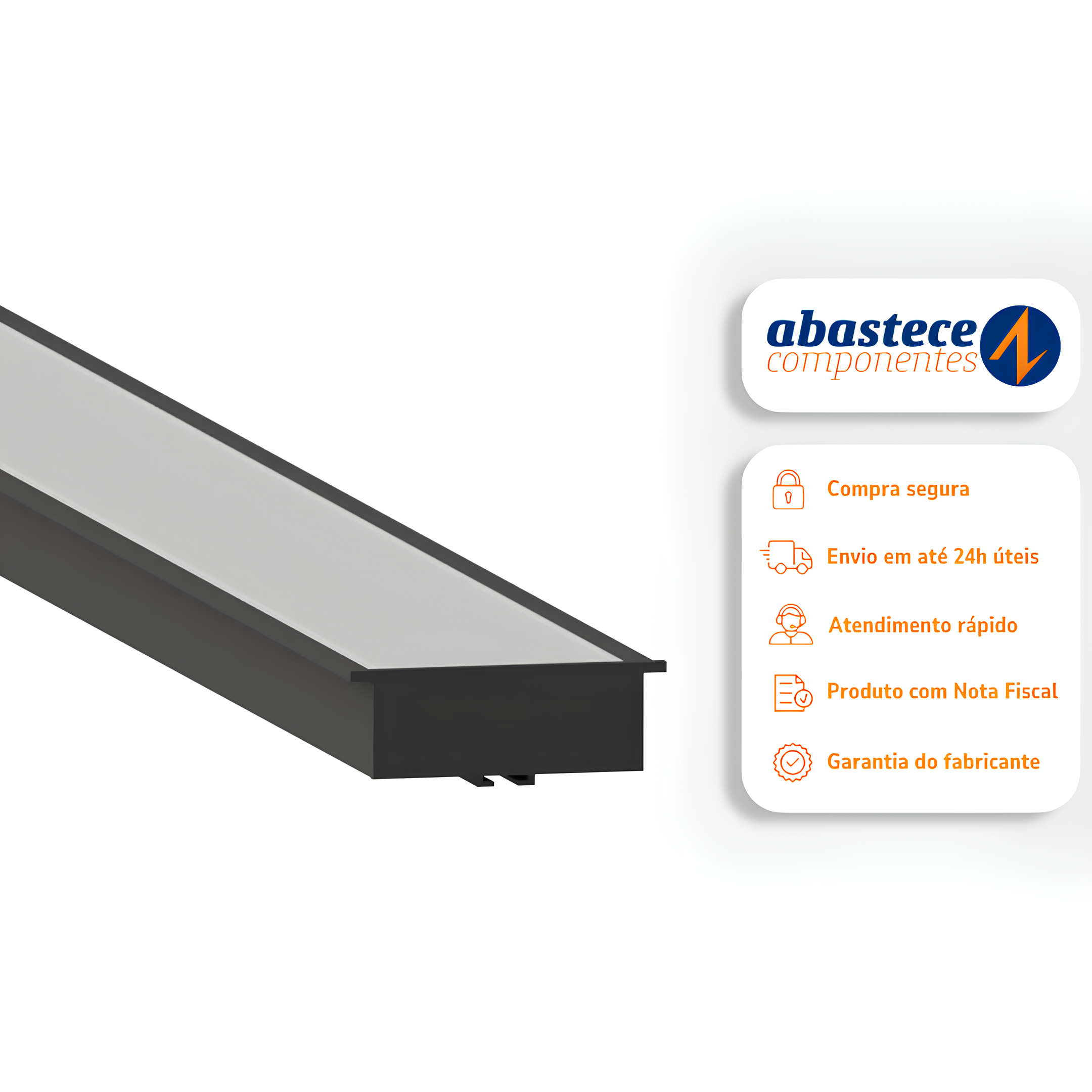 Perfil De Embutir Milano Preto 62x20x2000 SE-255.3280 Save Energy