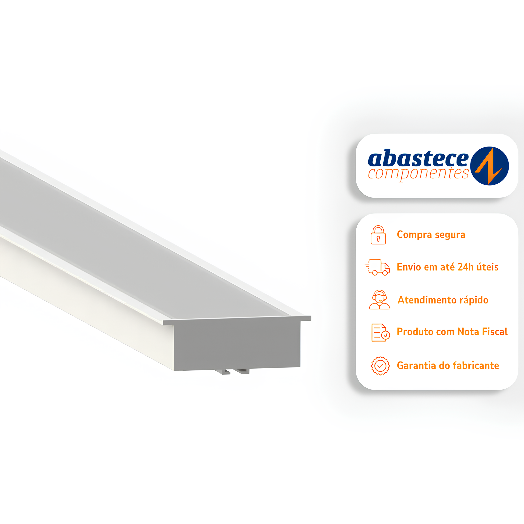 Perfil De Embutir Milano Branco 62x20x2000 SE-255.3278 Save Energy