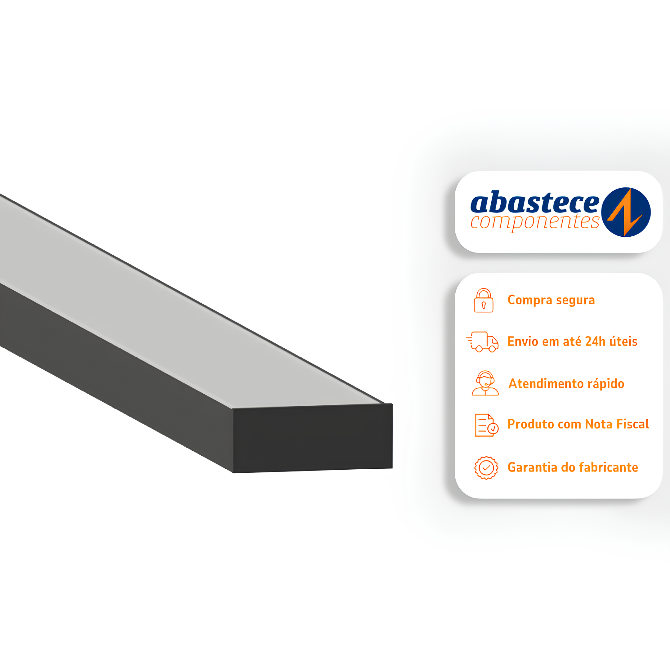 Perfil De Sobrepor Milano Preto 53x20x3000 SE-255.3285 Save Energy