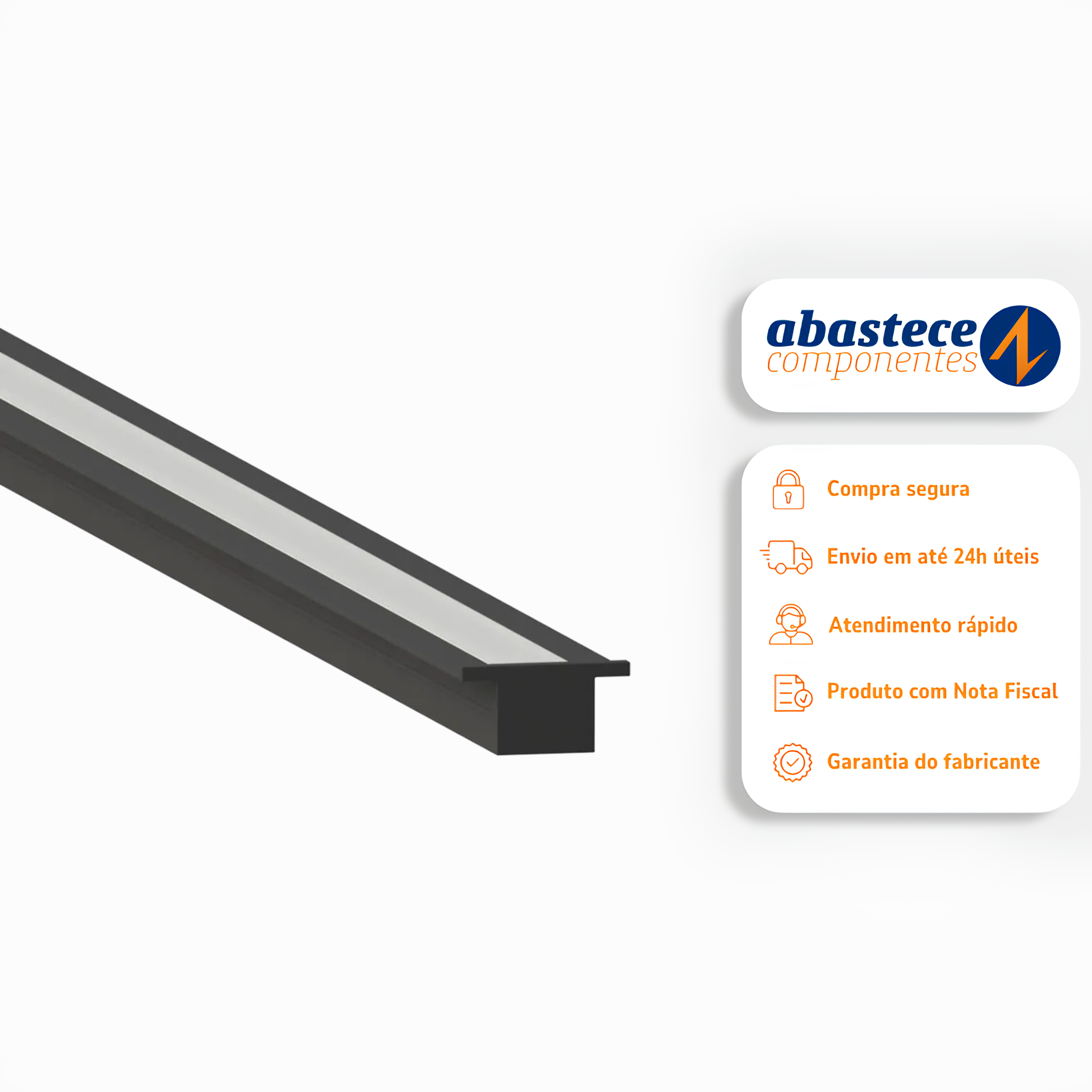 Perfil De Embutir Trento Preto 23x11x3000 SE-255.3272 Save Energy