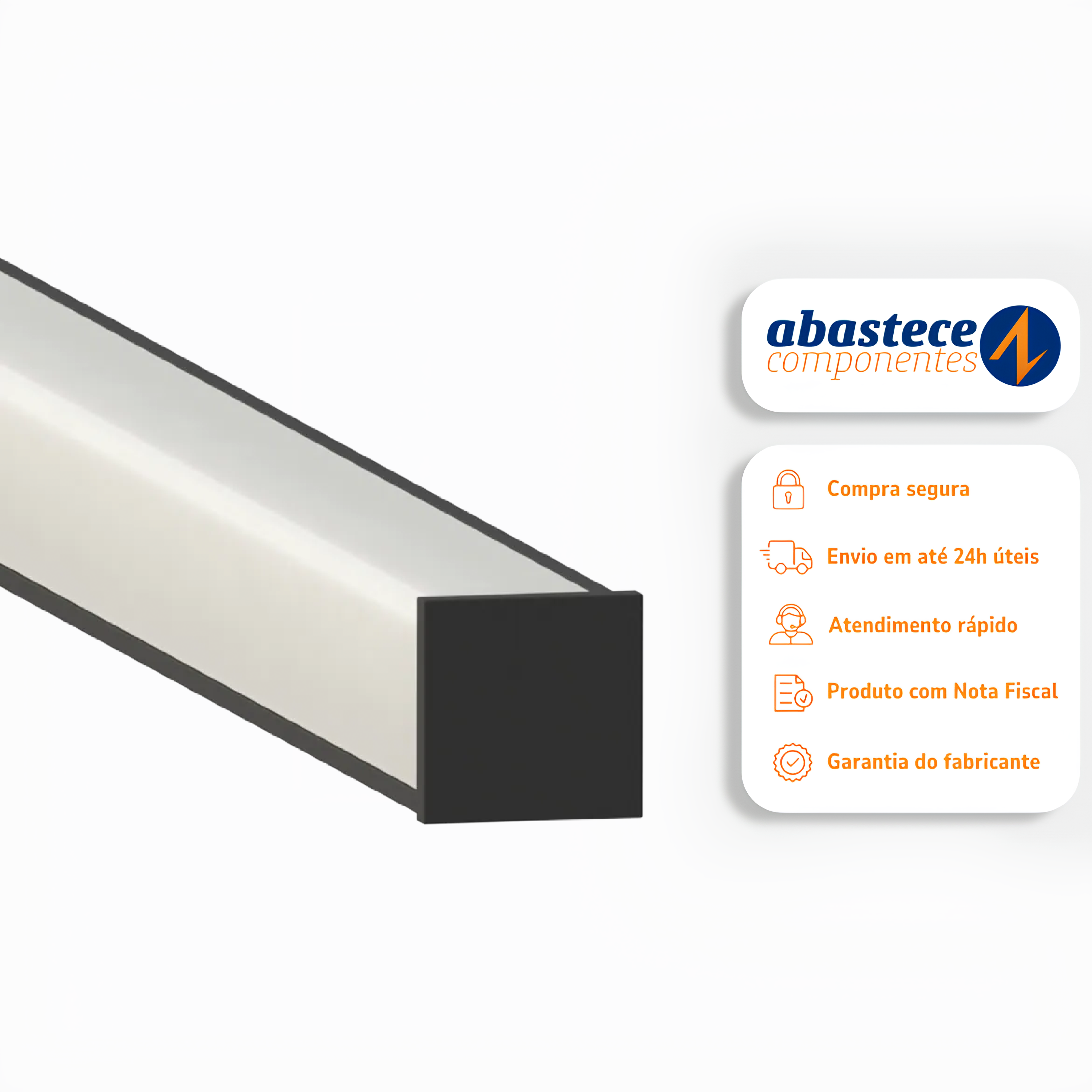Perfil De Sobrepor Porto Fino Preto 16x16x3000 SE-255.3315 Save Energy