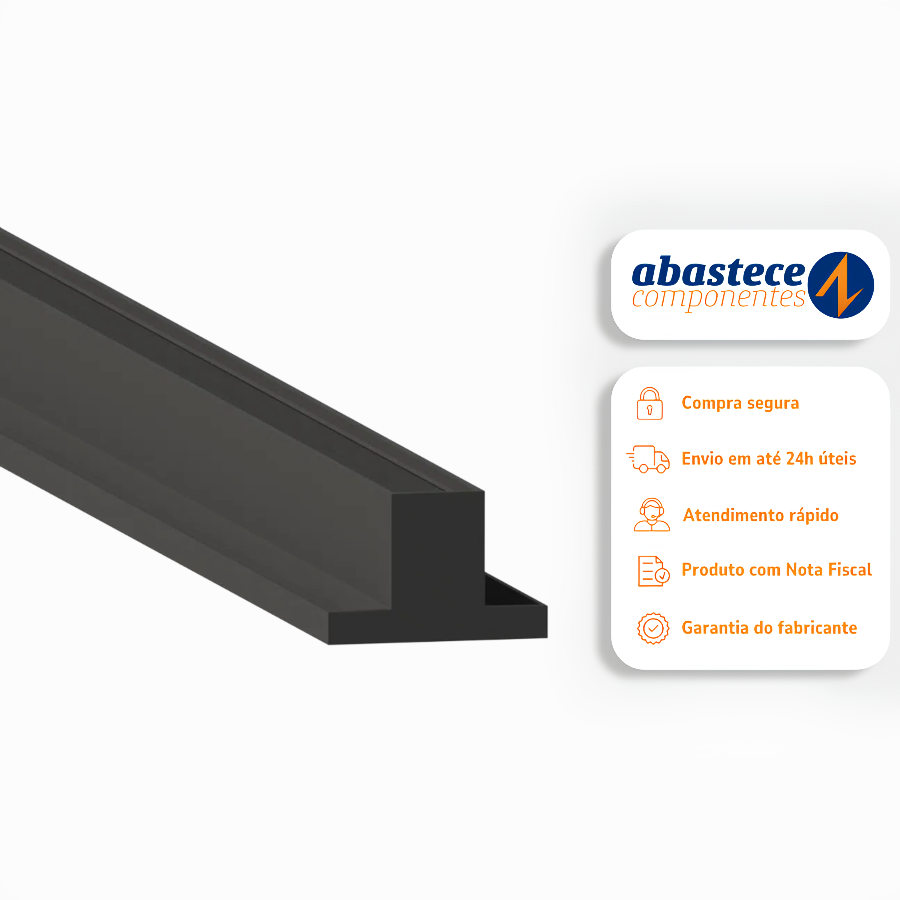 Perfil De Sobrepor Roma Preto 75x50x1000 SE-255.3299 Save Energy