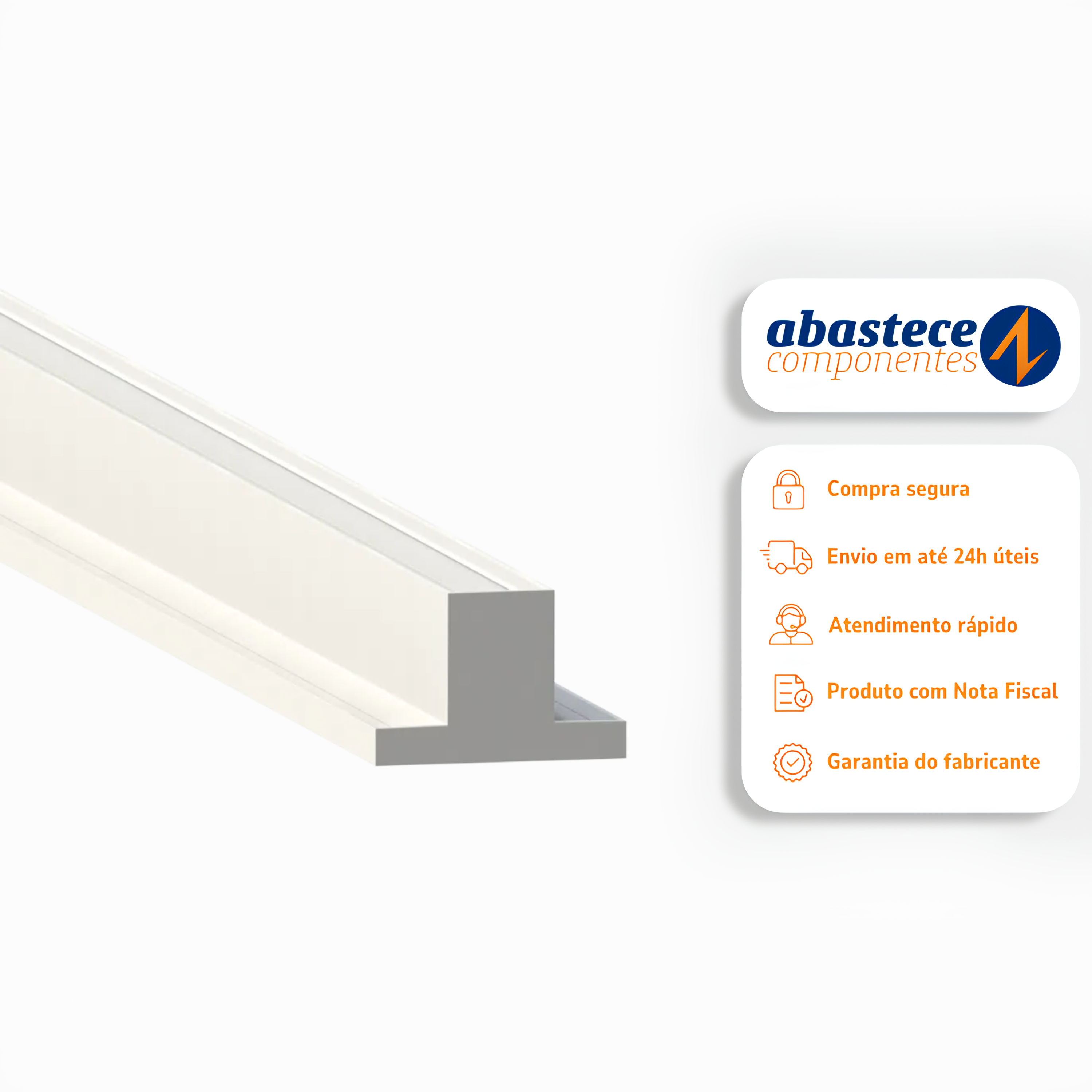 Perfil De Sobrepor Roma Branco 75x50x2000 SE-255.3300 Save Energy