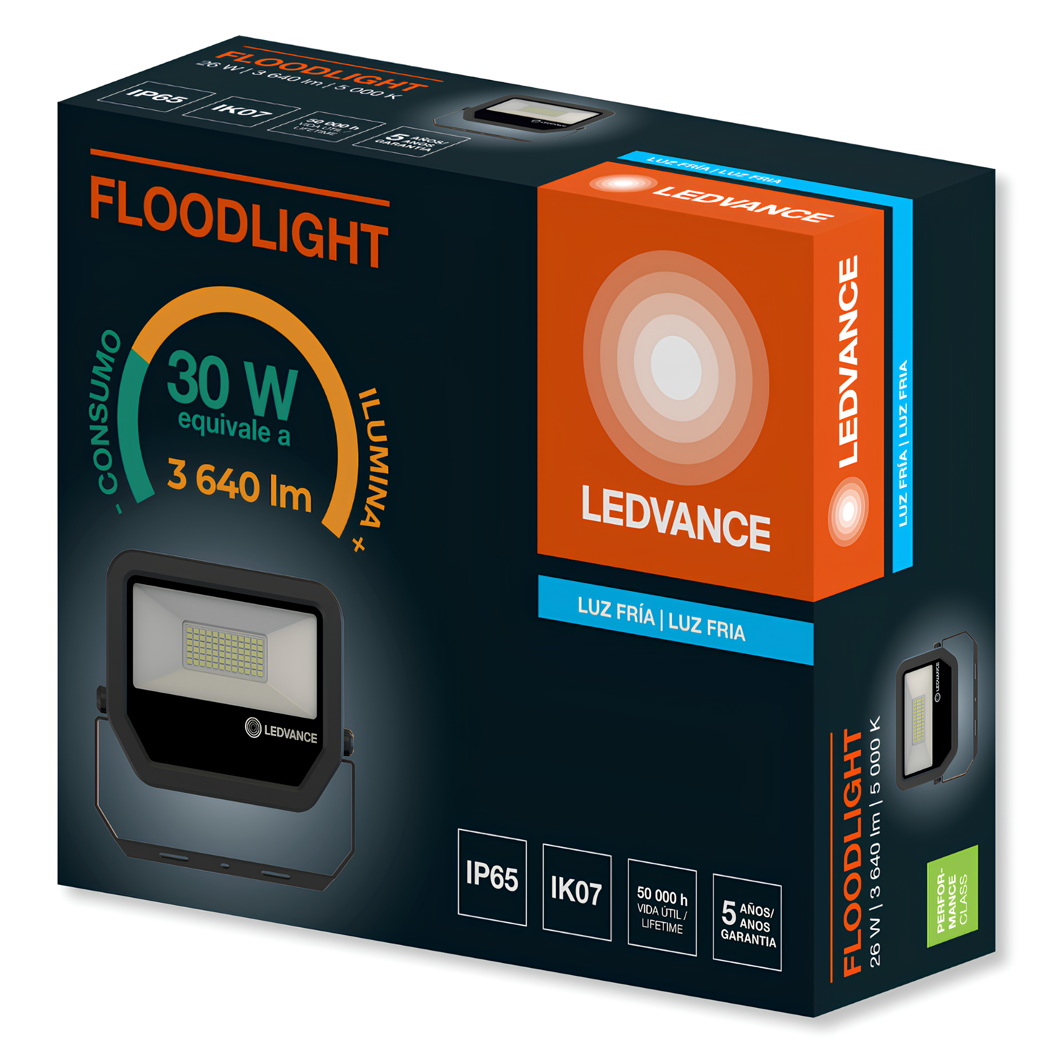 Refletor Led Floodlight Pfm Preto 26W 5000K 3640Lm 100° Ip65 Bivolt Ledvance