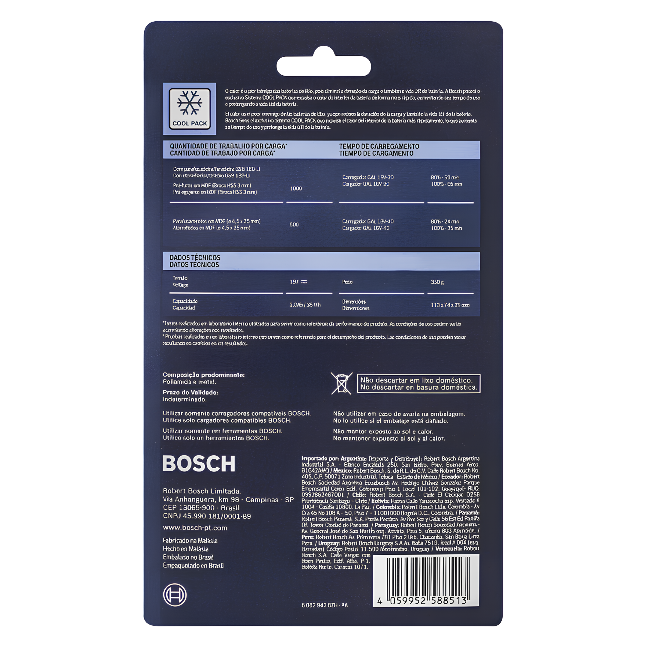 Bateria Recarregável Gba 18V 2.0 Ah 2608000726-000 Bosch