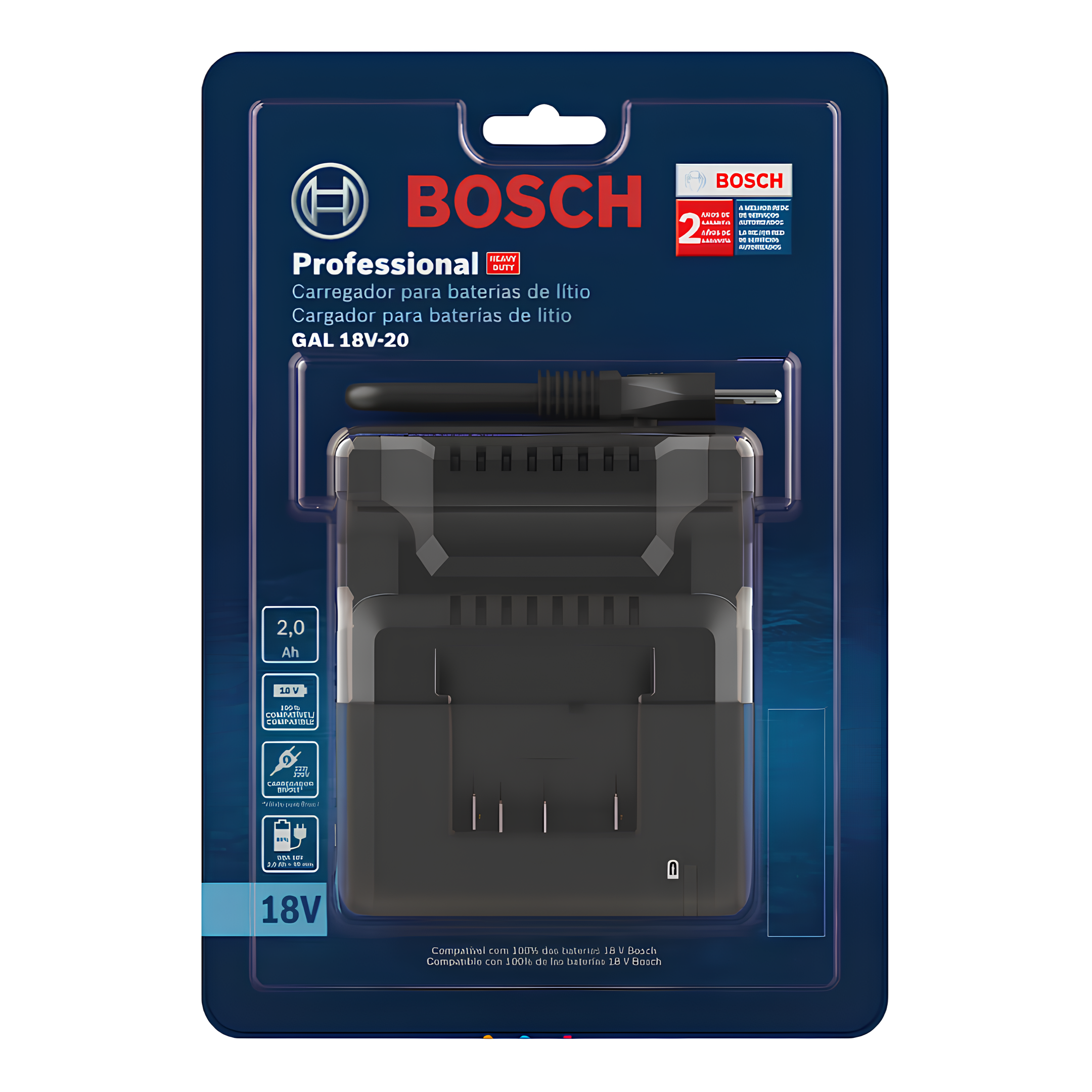 Carregador De Baterias 18V Corrente De Saída 2,0Ah Bivolt Bosch