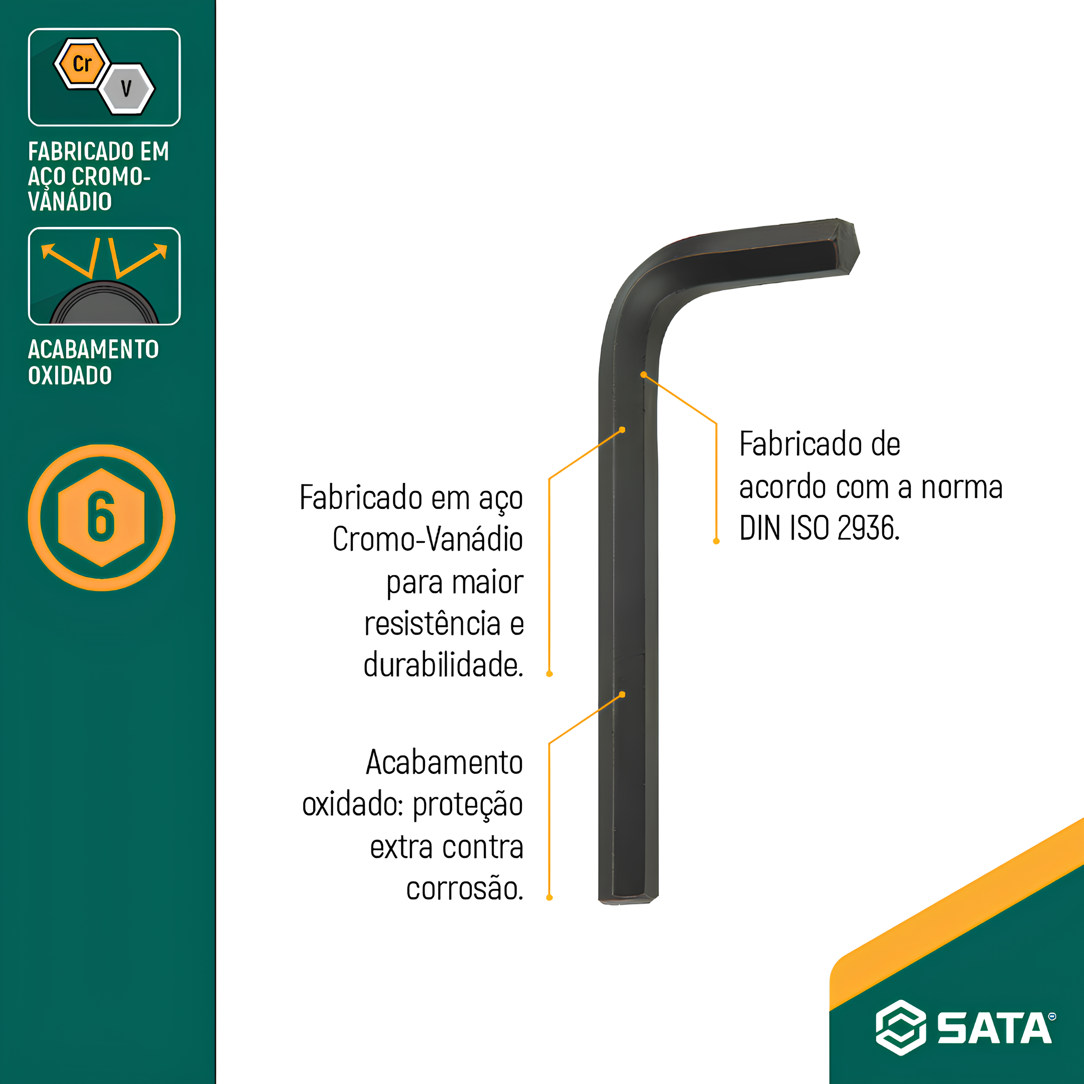 Chave Hexagonal Curta Tipo L Allen 5Mm ST84311L Sata