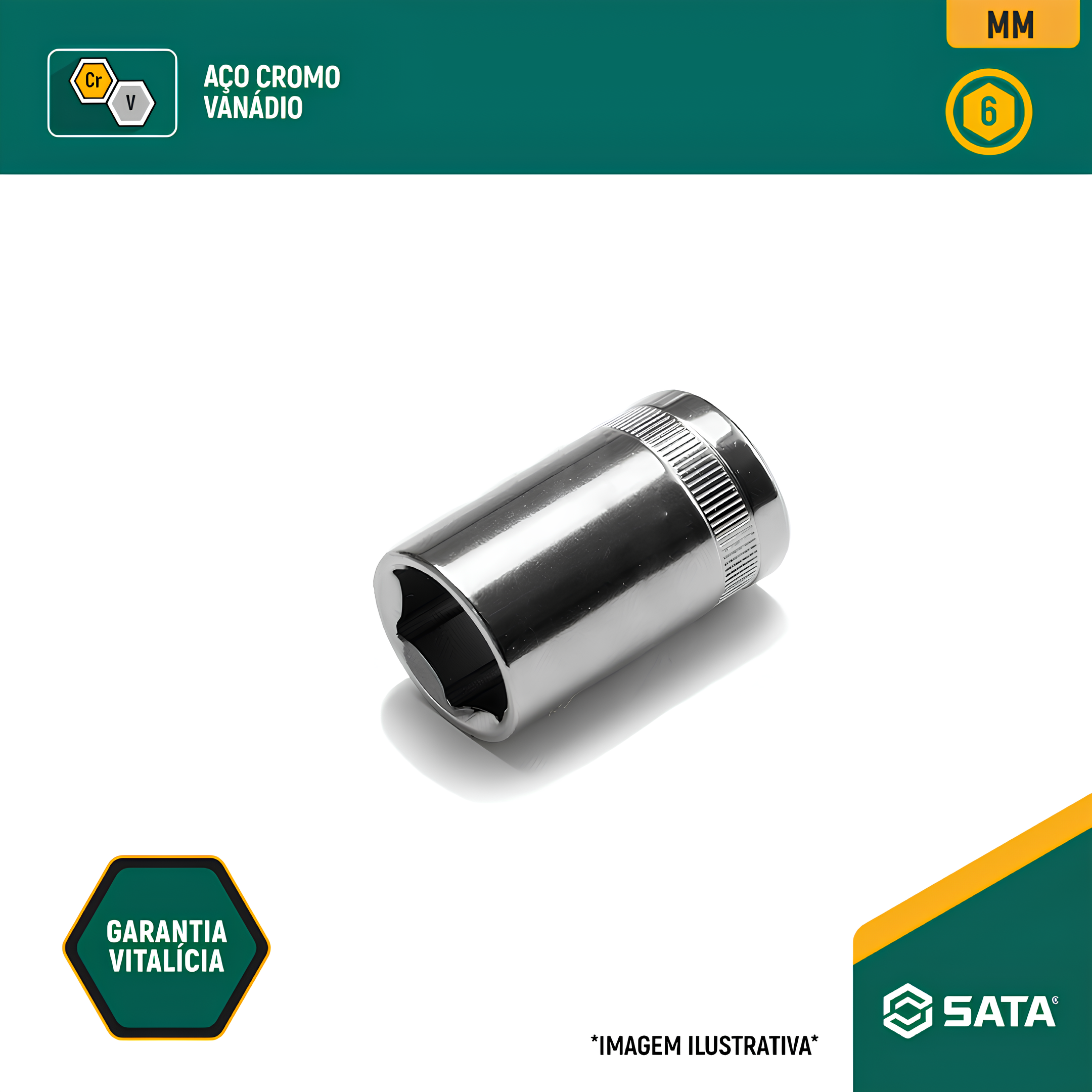 Soquete Sextavado 1/2" De 8Mm ST13319SC Sata