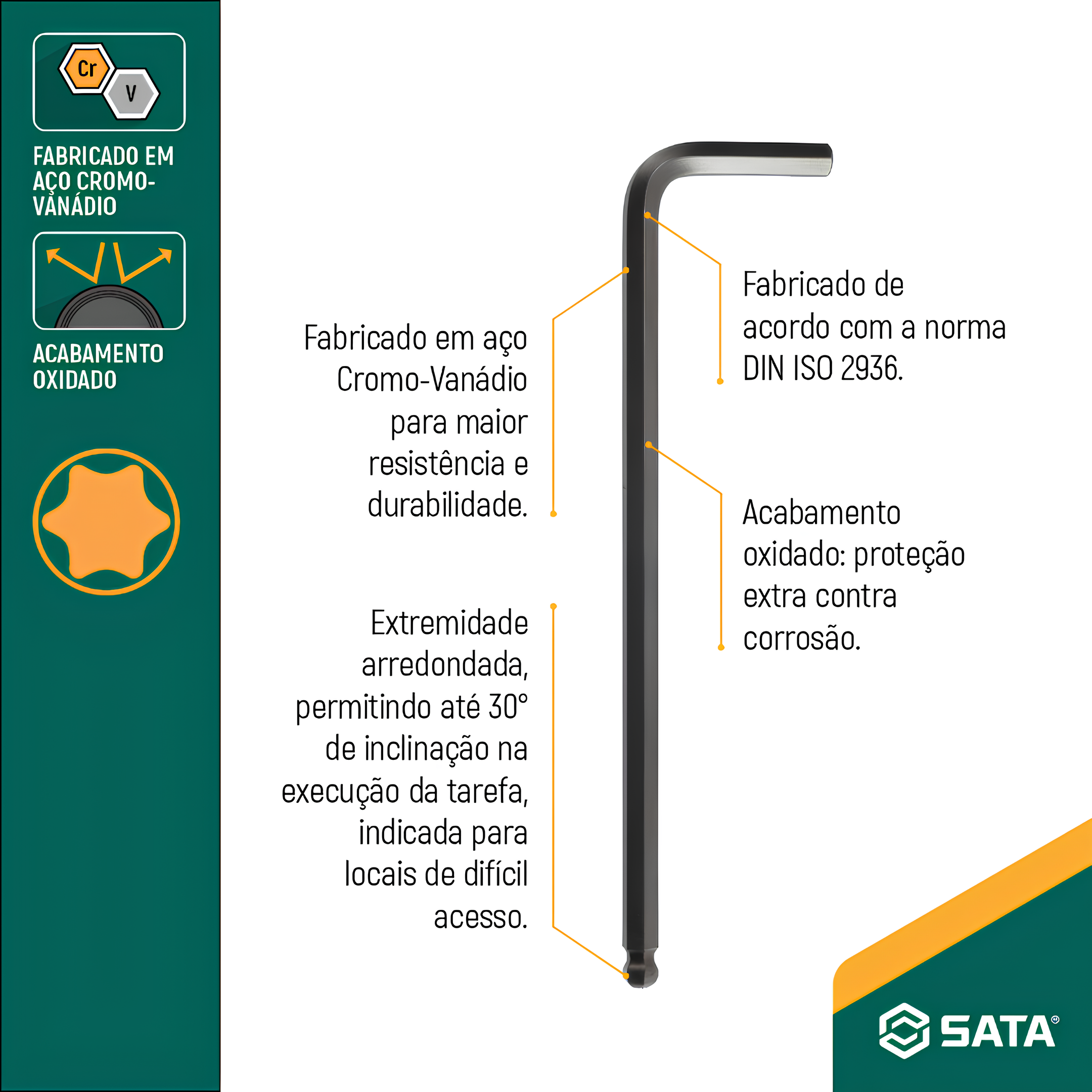 Chave Torx Tipo L T-40 ST84910L Sata