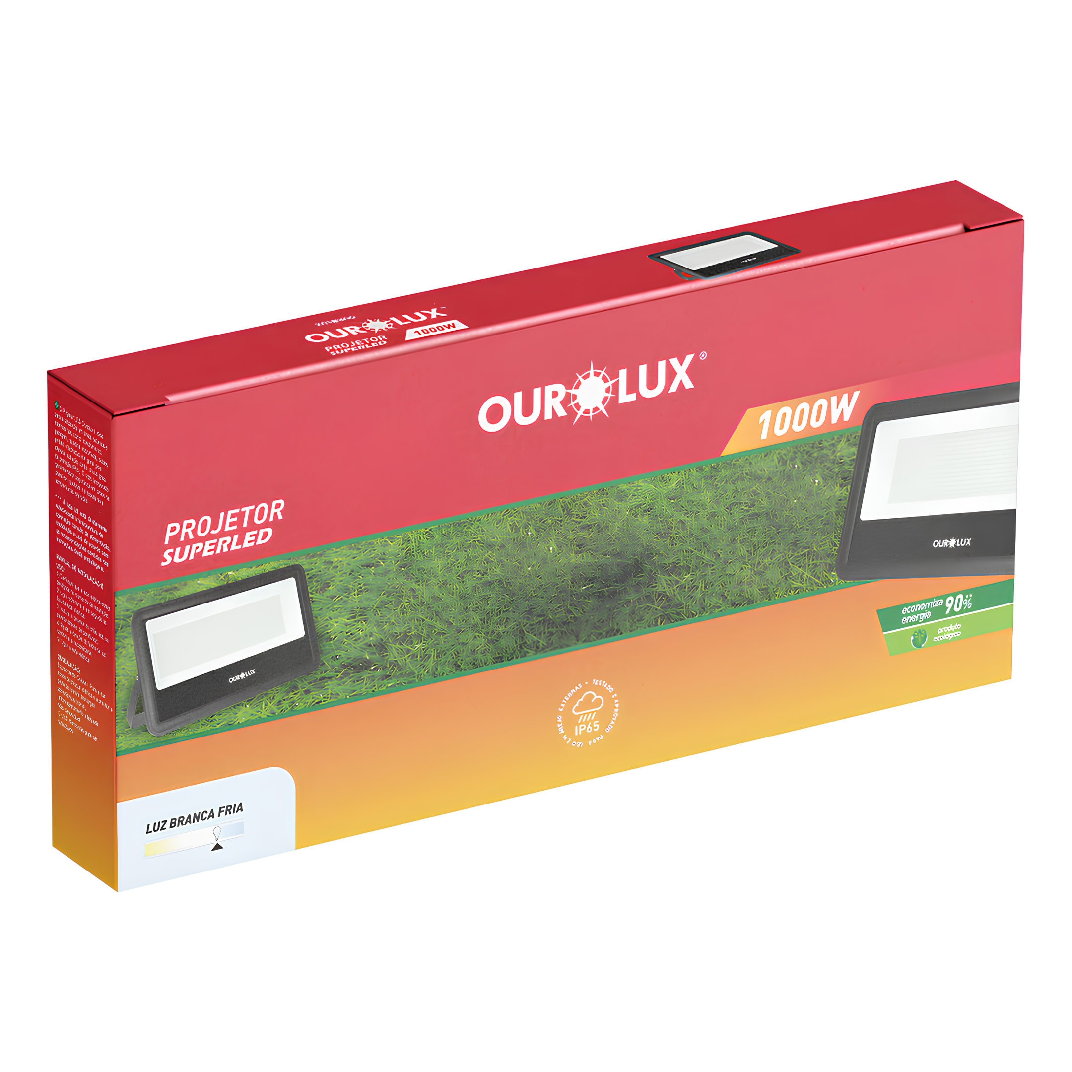 Refletor Led Retangular 1000W 6500K 79500Lm Irc80 Slim Ourolux