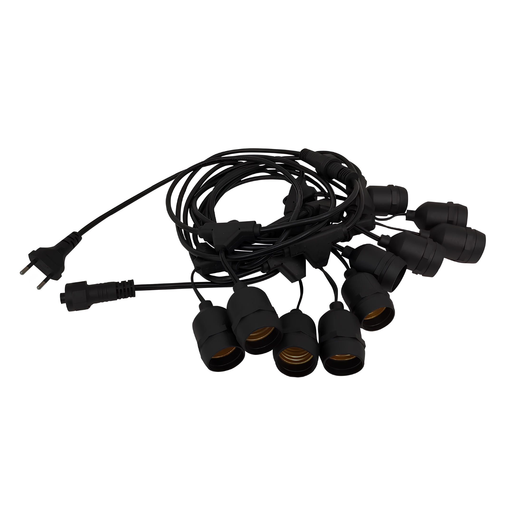 Cordao De Luz E27 Para 10 Lampadas Ip65 Preto OuroLux