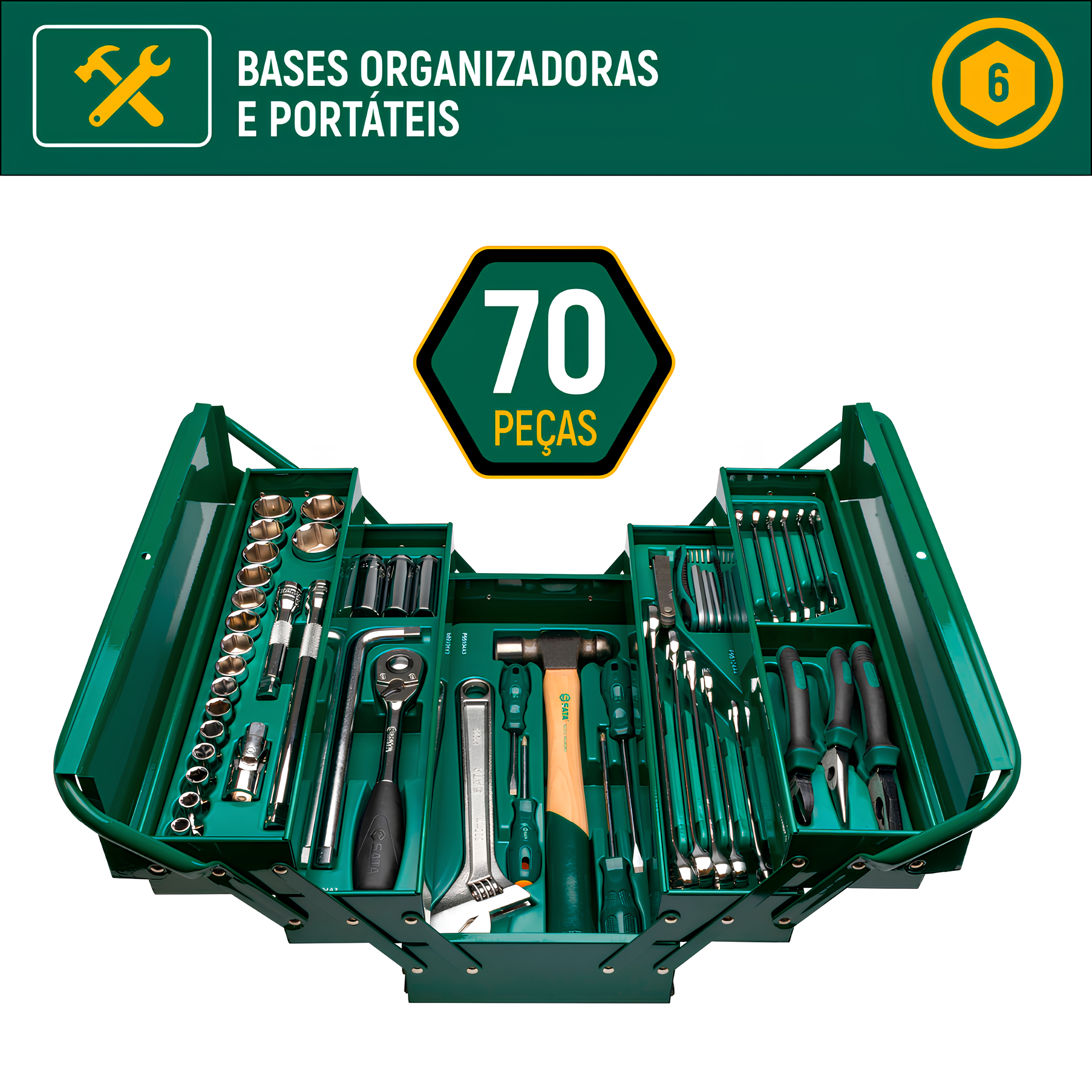 Caixa Com Jogo De Ferramentas 70 Peças ST95104A70-6 Sata