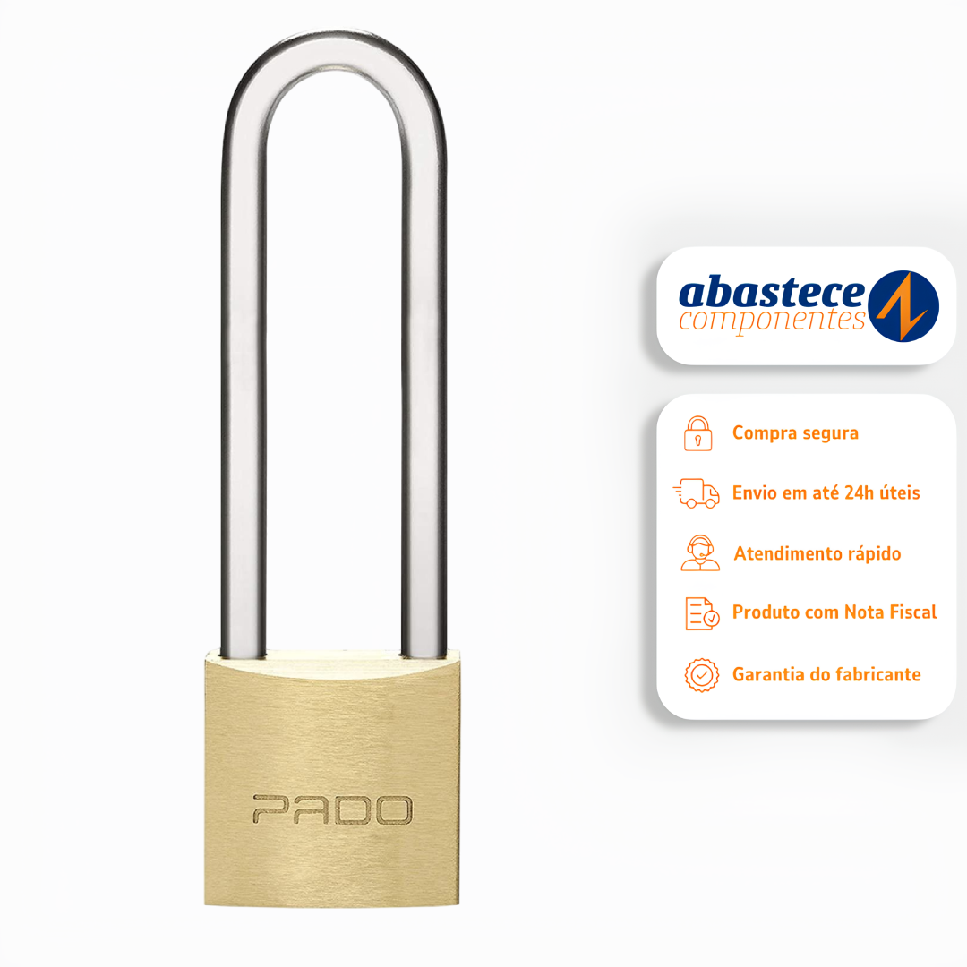 Cadeado Latão Haste Longa 35/50 Dourado 51000619 Pado