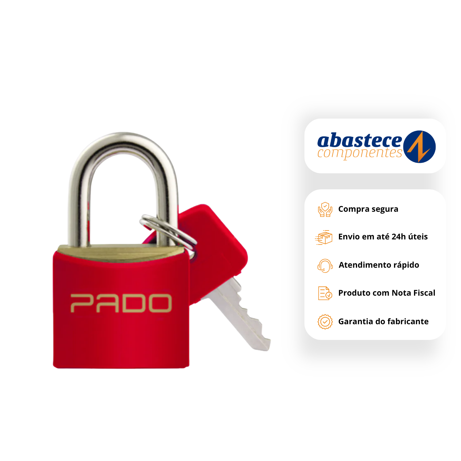 Cadeado Latão 25Mm Vermelho 51016411 Pado