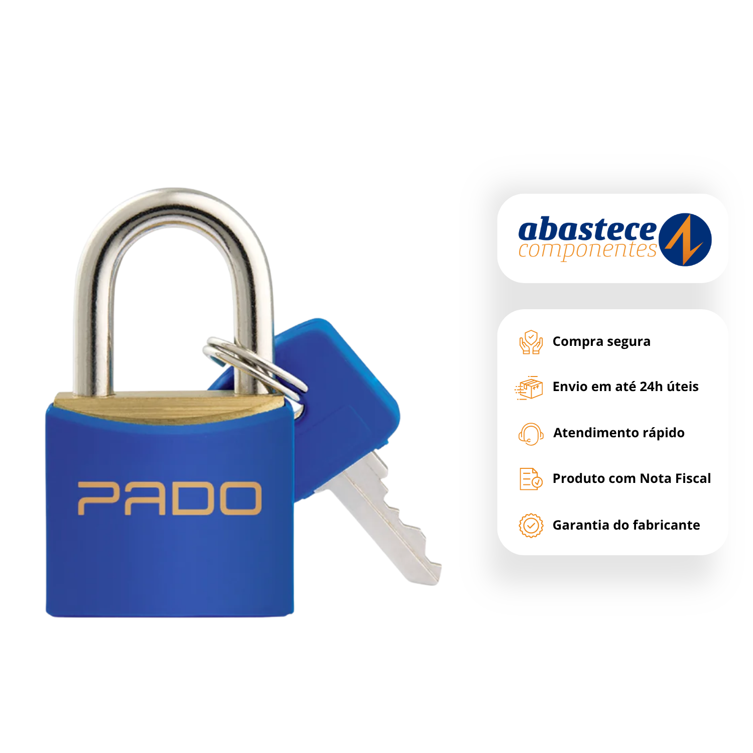 Cadeado Latão 25Mm Azul 51016379 Pado<BR>