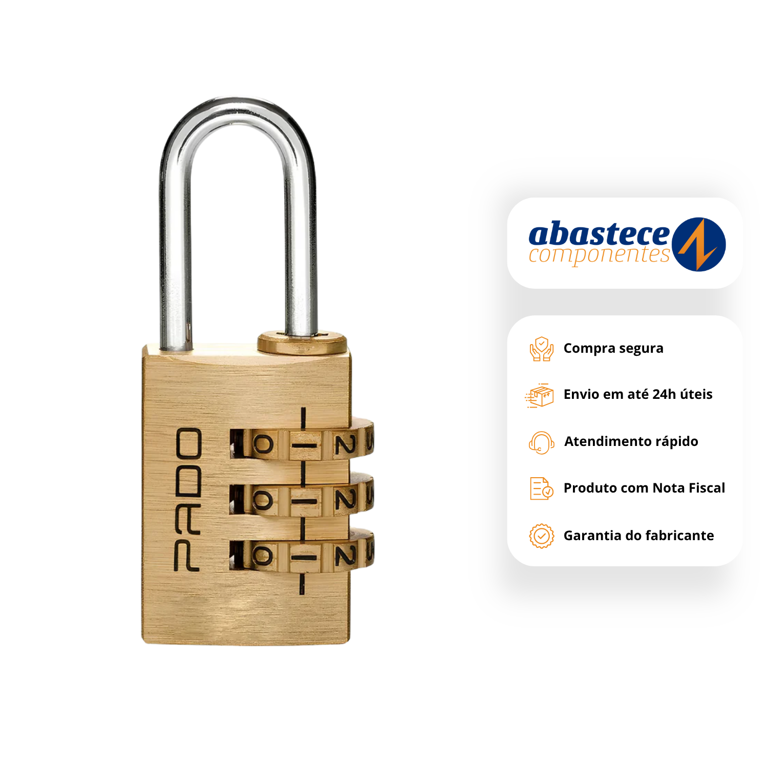 Cadeado com Segredo Latão S-20 3 Dígitos 20mm 52019522 Pado