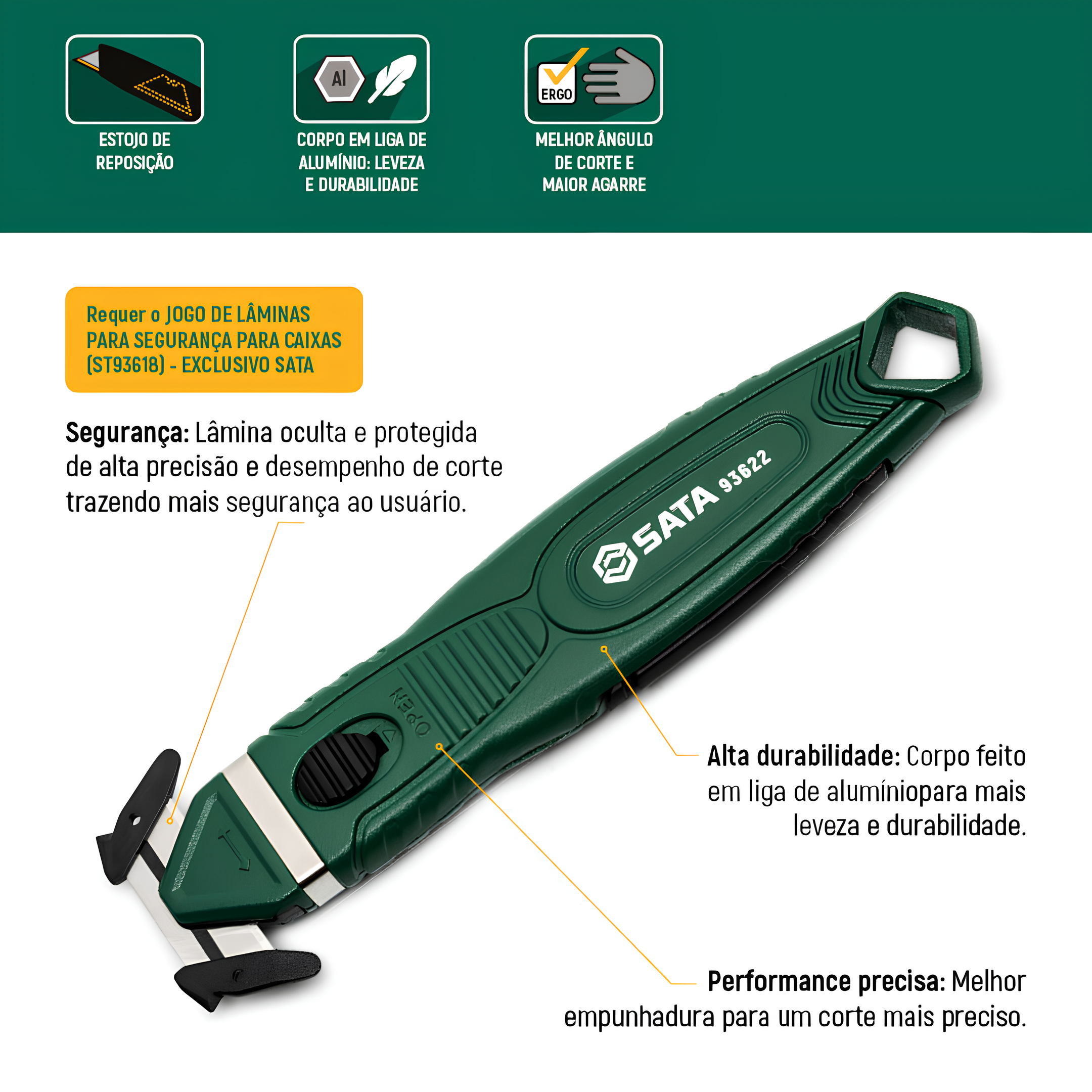 Estilete De Segurança Bico De Pato ST93622 Sata