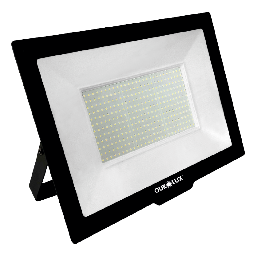 Refletor Led Retangular 500W 6500K Bivolt Irc80 Slim Ourolux