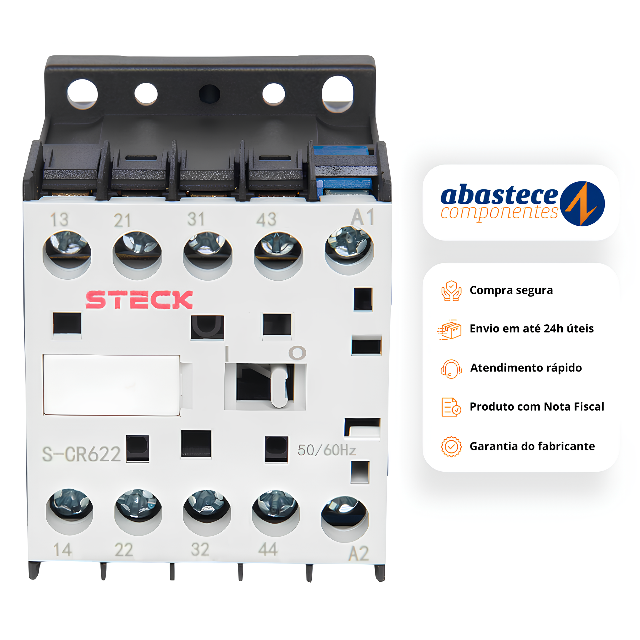 Contator Auxiliar 24V 2Na + 2Nf 50/60Hz SCR622B Steck