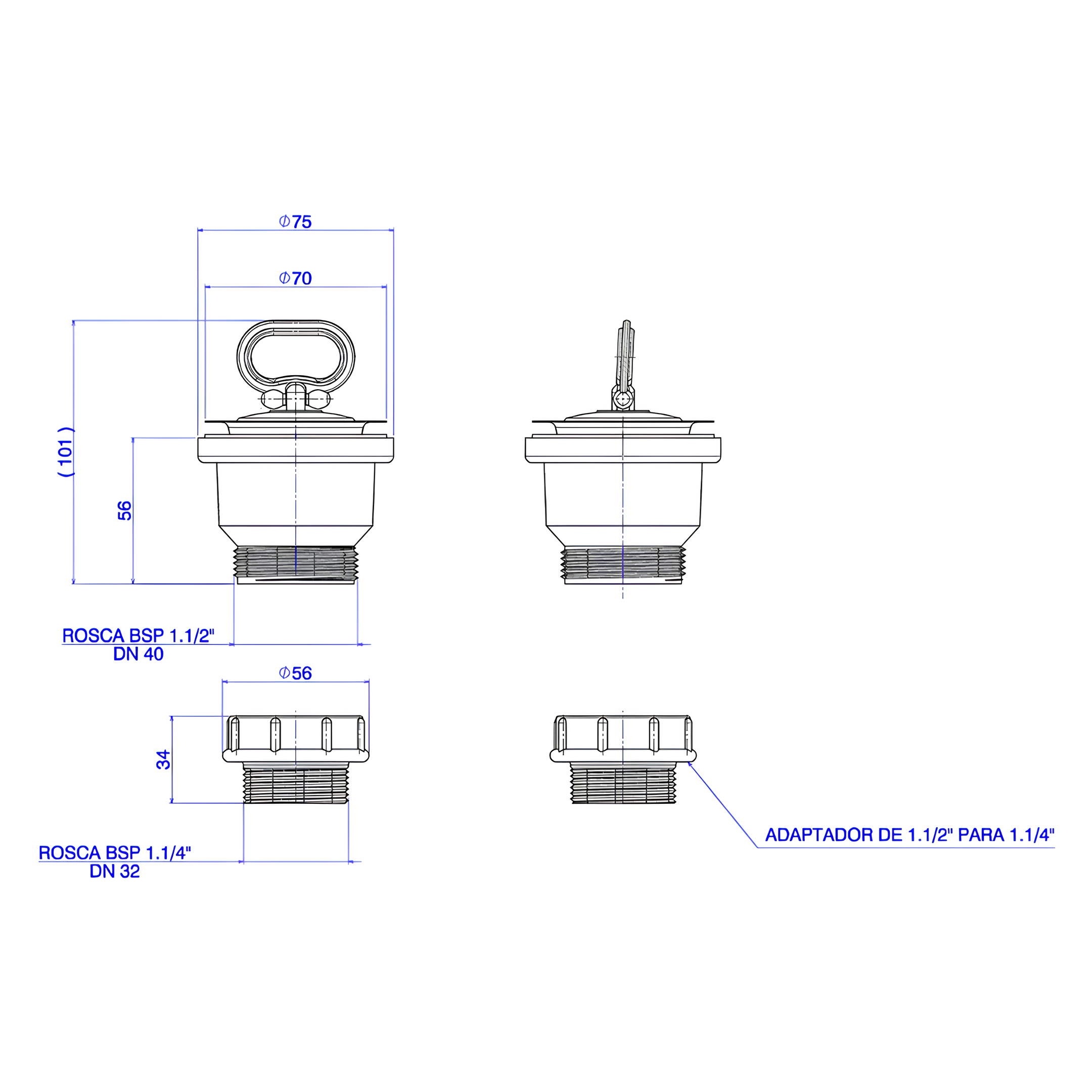 Válvula De Escoamento Para Tanque S/Ladrao 1.1/4" E 1.1/2" Cromado Deca