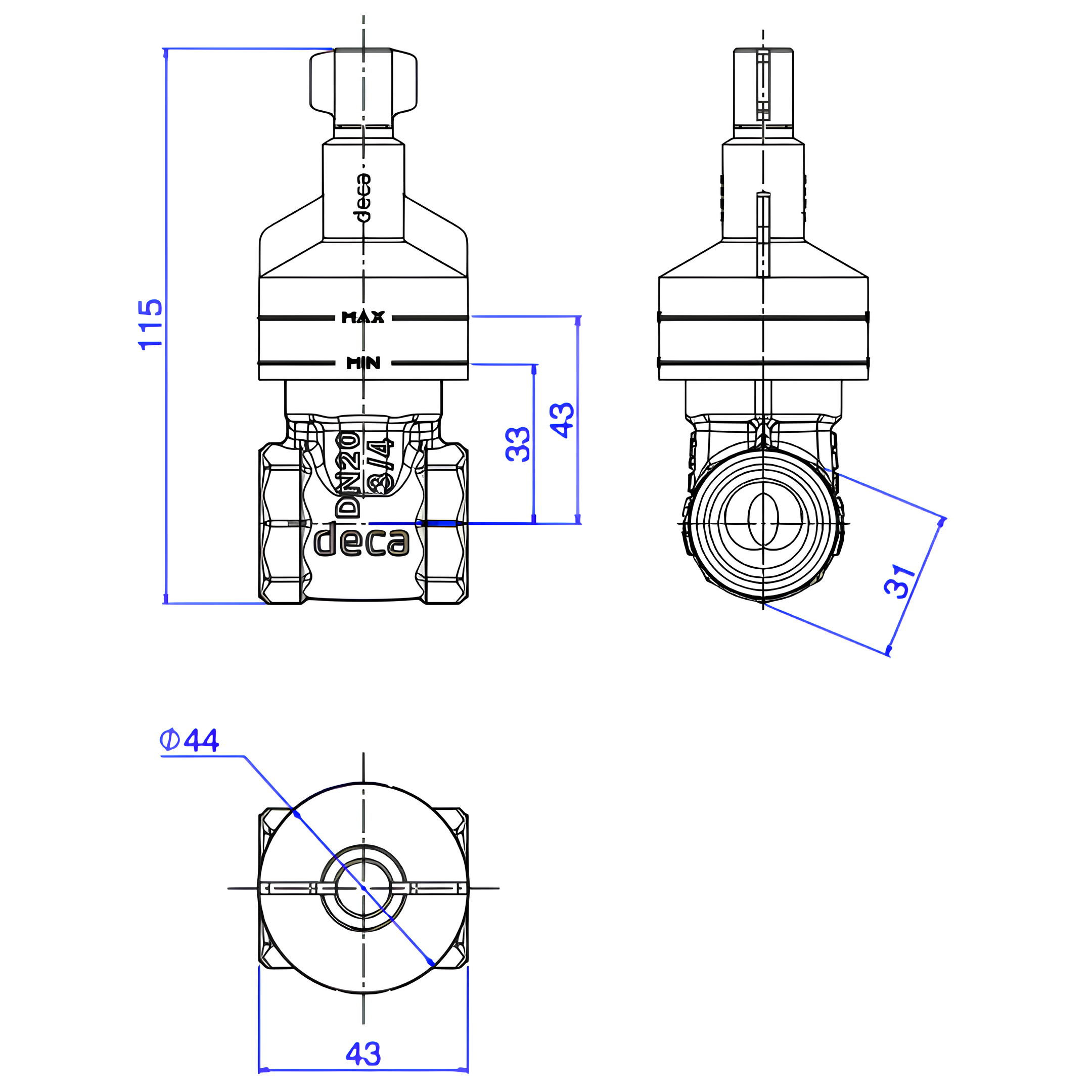 Base Registro De Gaveta 3/4" Bruto 4509.202 Deca