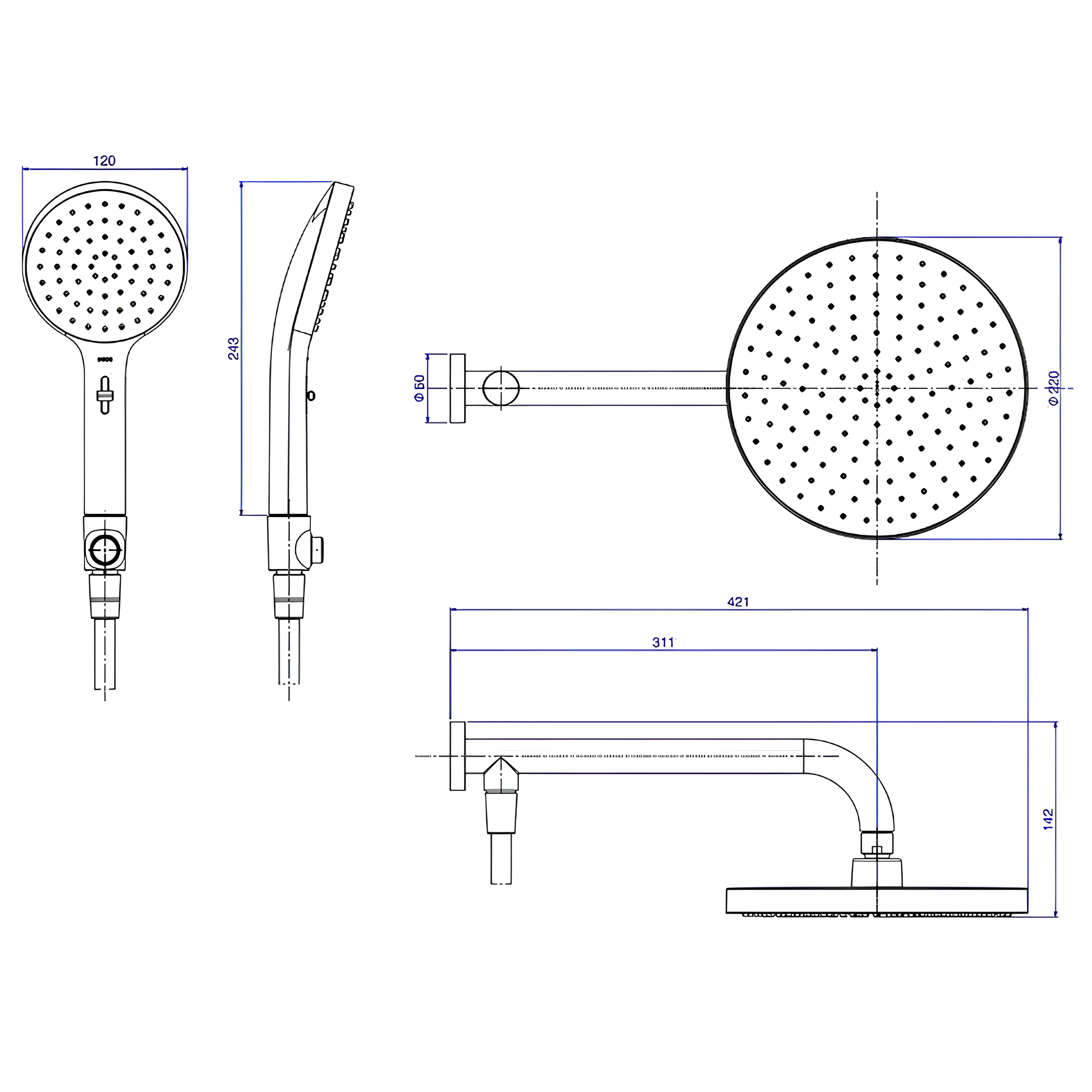 Chuveiro Redondo De Parede Com Desviador Cromado Flex Max Deca