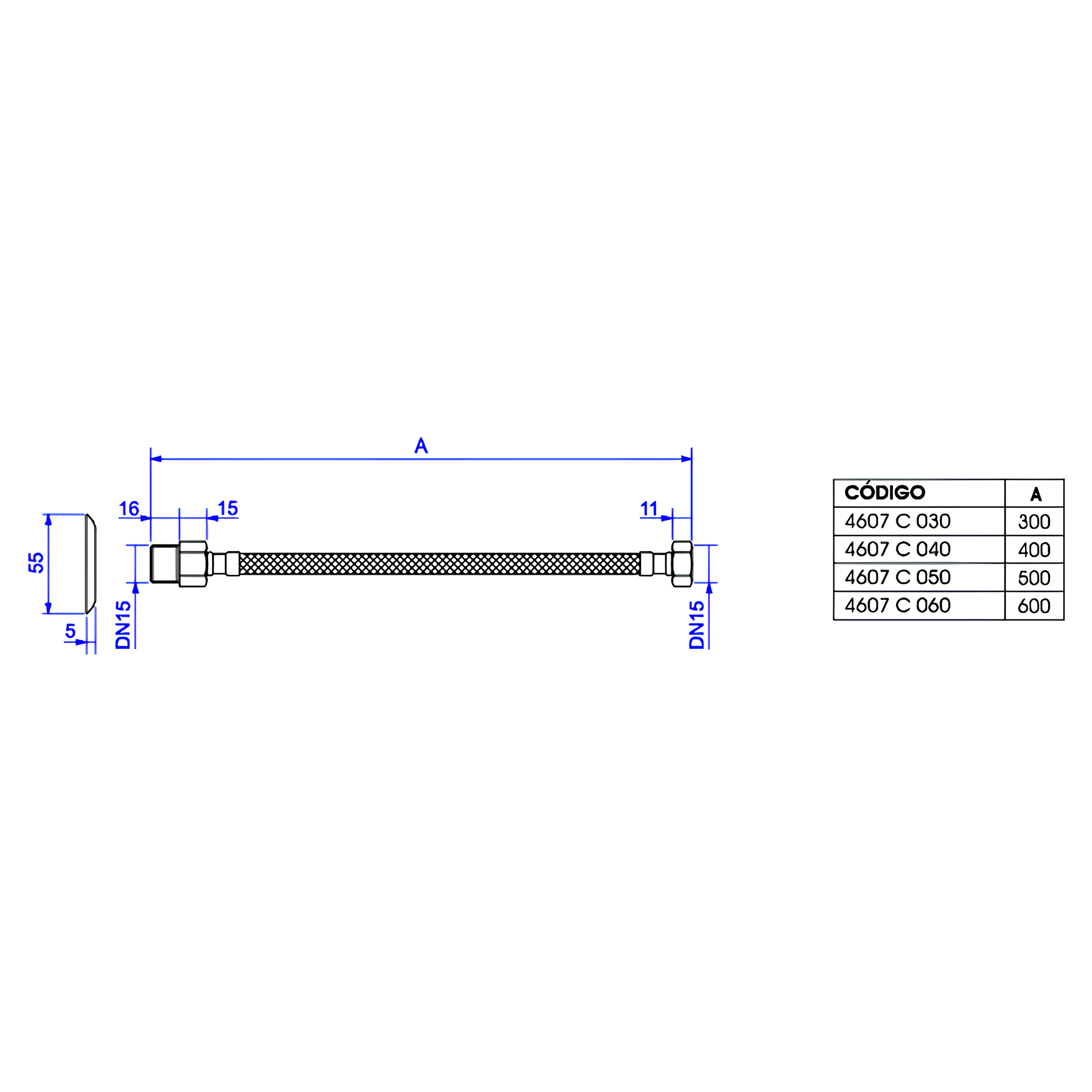 Ligação Flexível Malha De Aço 1/2" 40Cm Cromado 4607.C.040 Deca