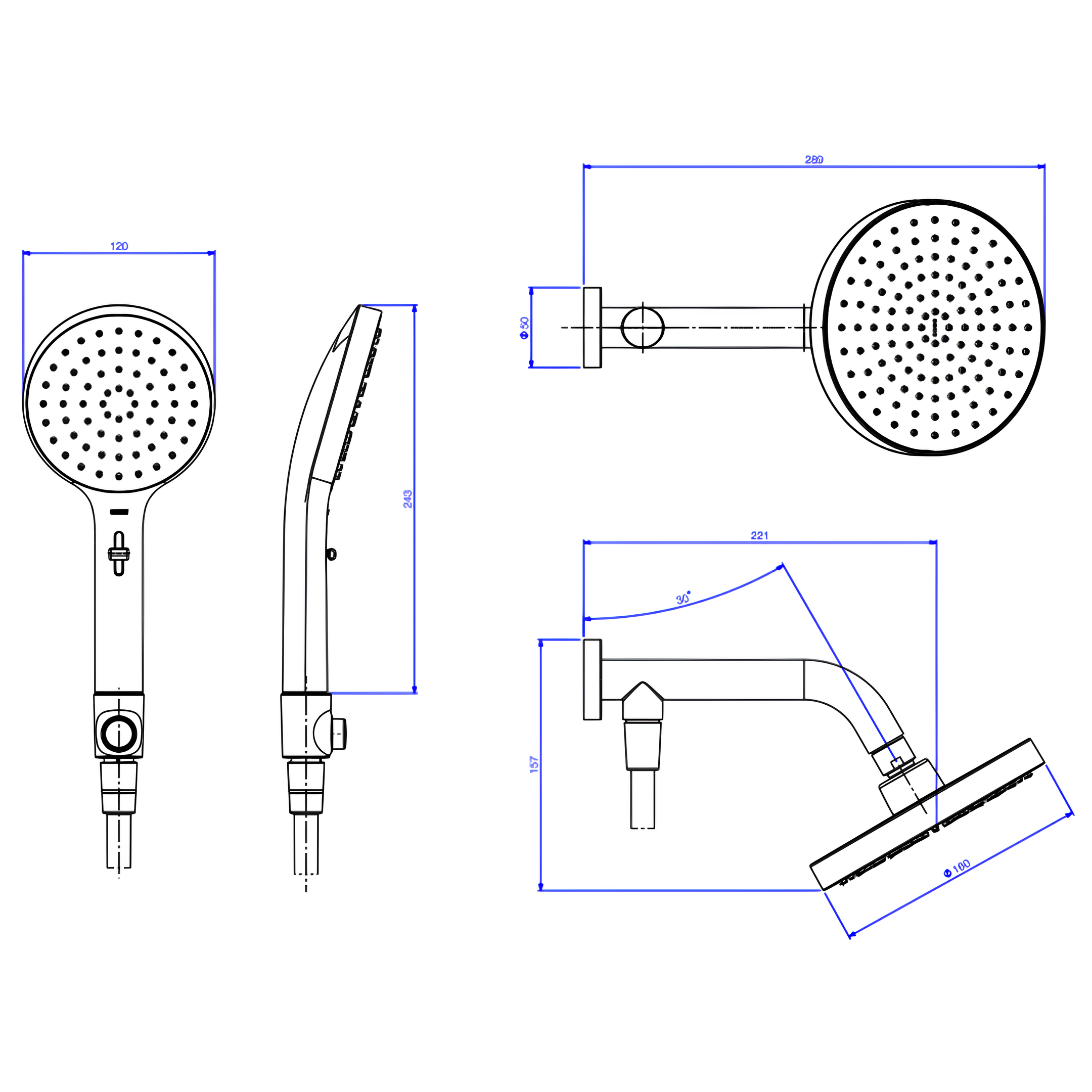 Chuveiro Redondo De Parede Com Desviador Cromado Flex 2083.C.DES Deca