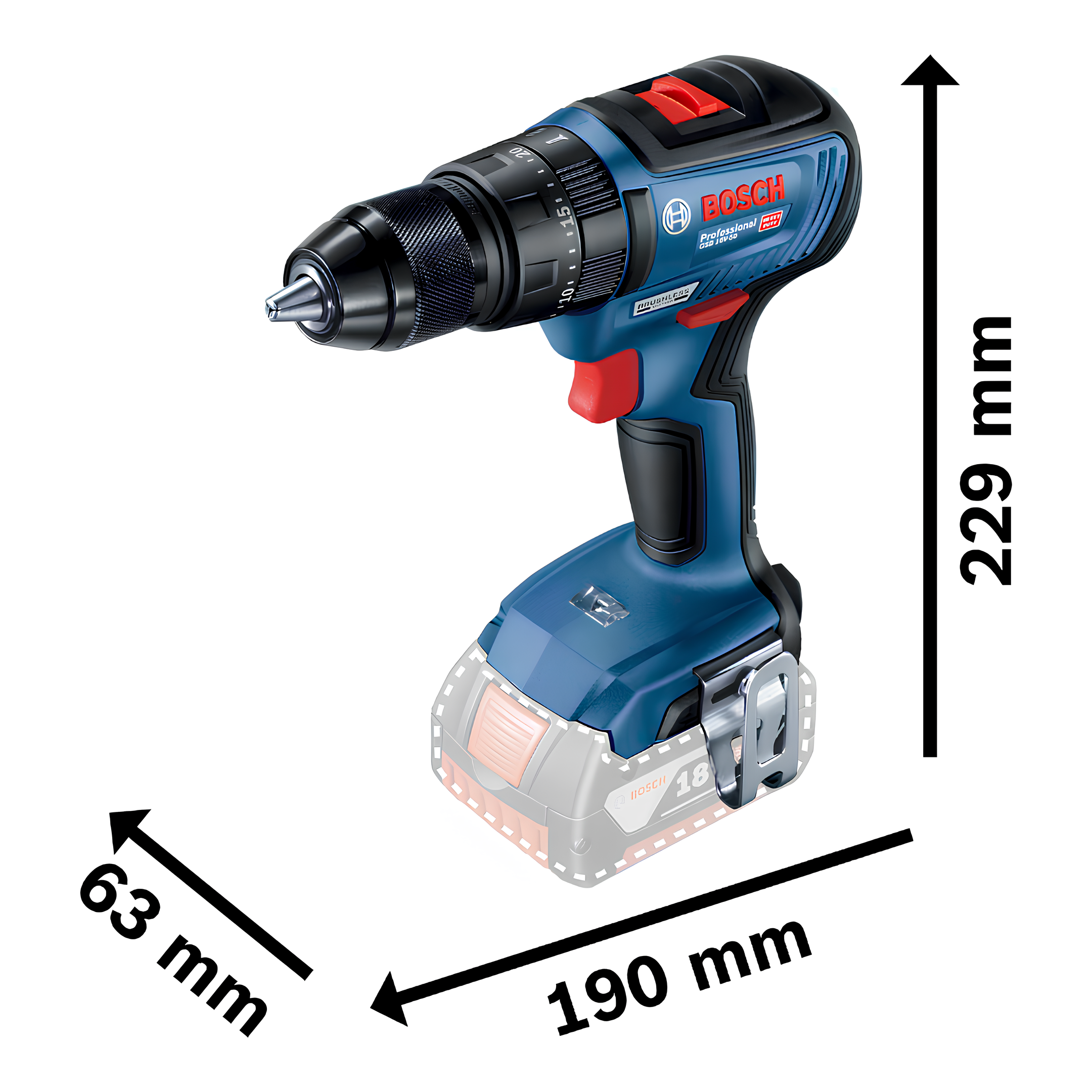 Parafusadeira Furadeira Impacto GSB18V-50-2B 2baterias Bosch