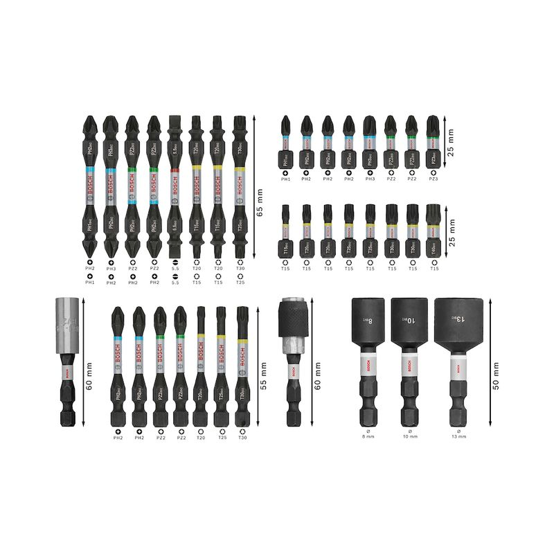 Jogo De Bits E Soquetes PRO Impact 36pcs Pick Click Bosch