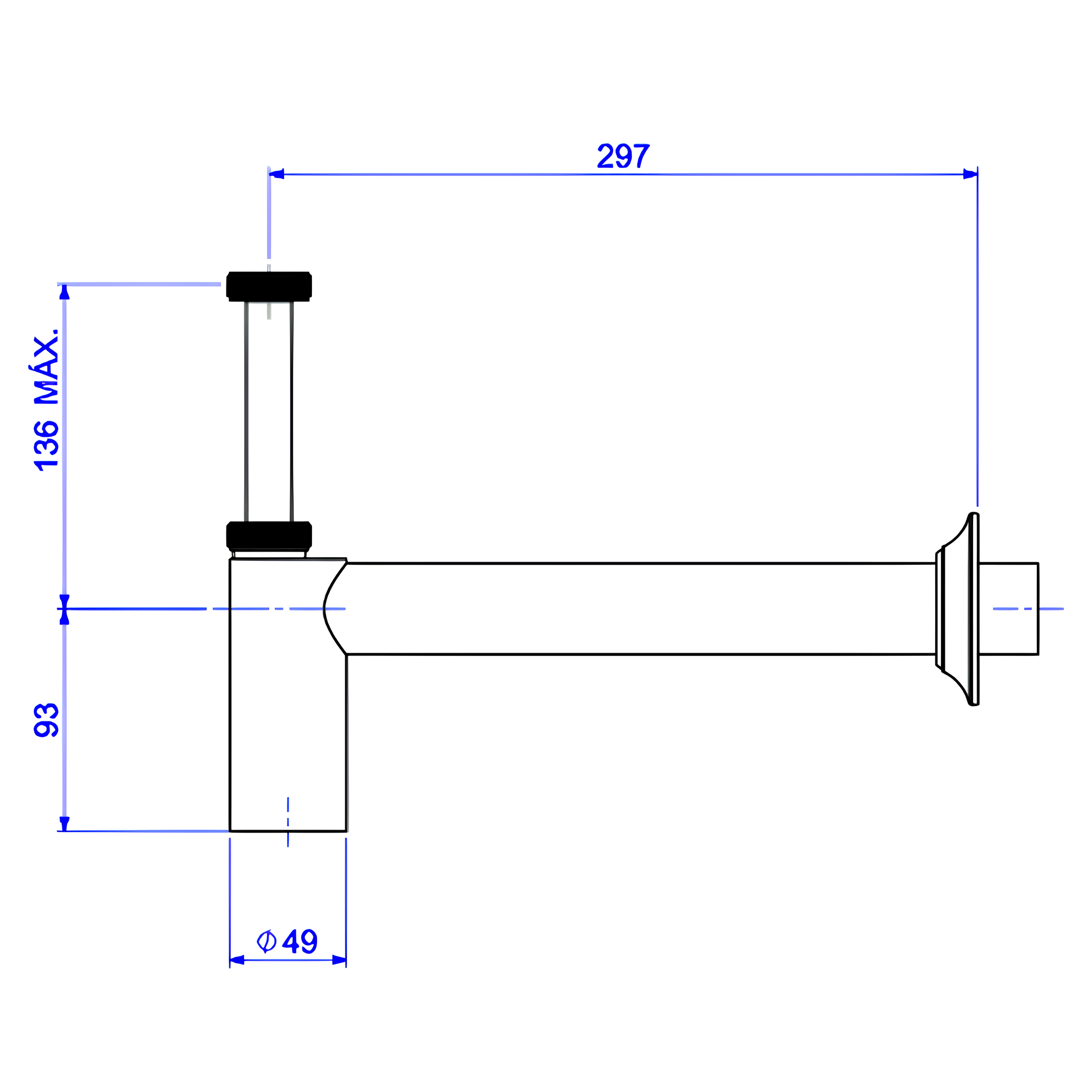 Sifao Para Lavatorio 1" X 1.1/2" Black Matte Deca