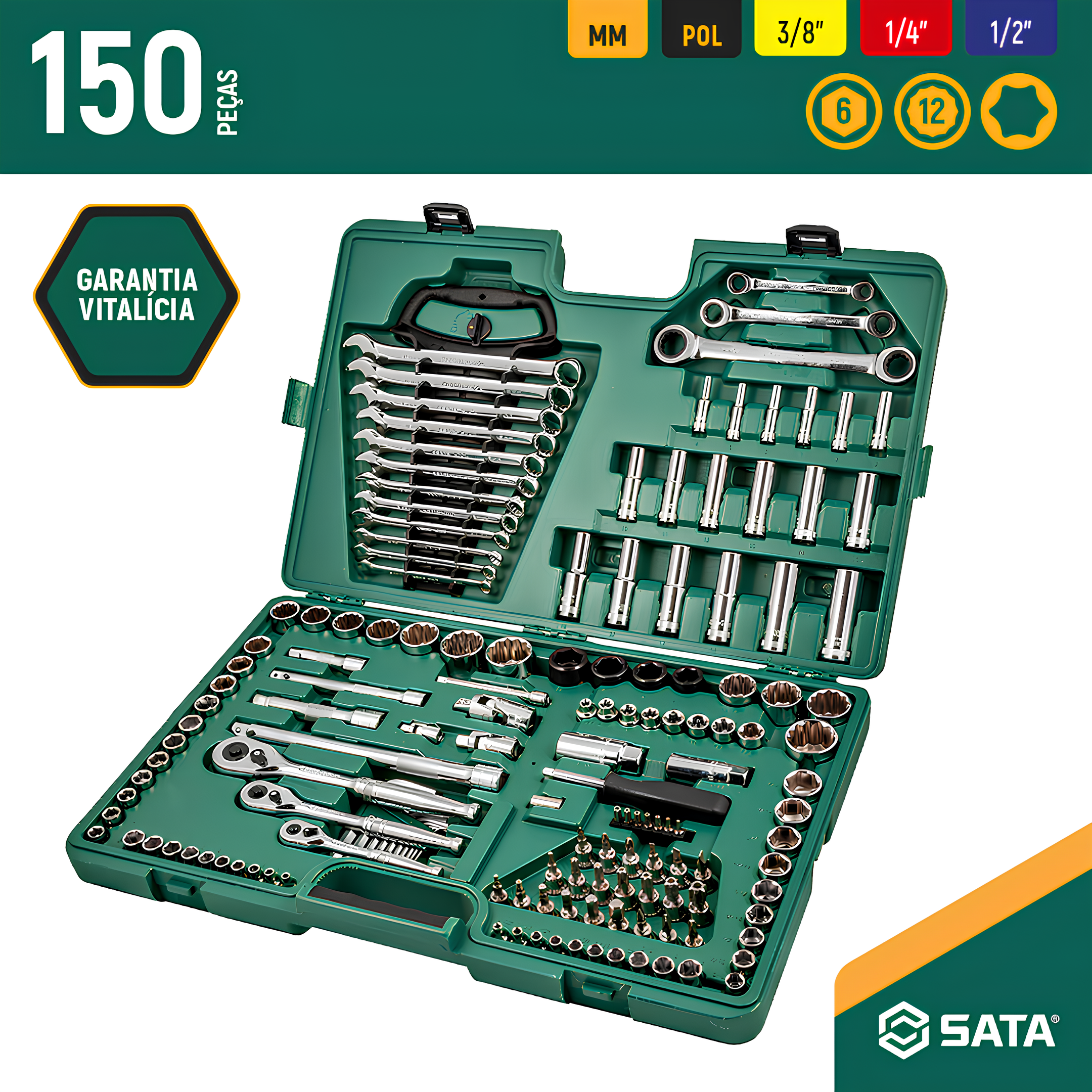 Jogo De Ferramentas Manuais Profissional 150 Peças ST09510L Sata