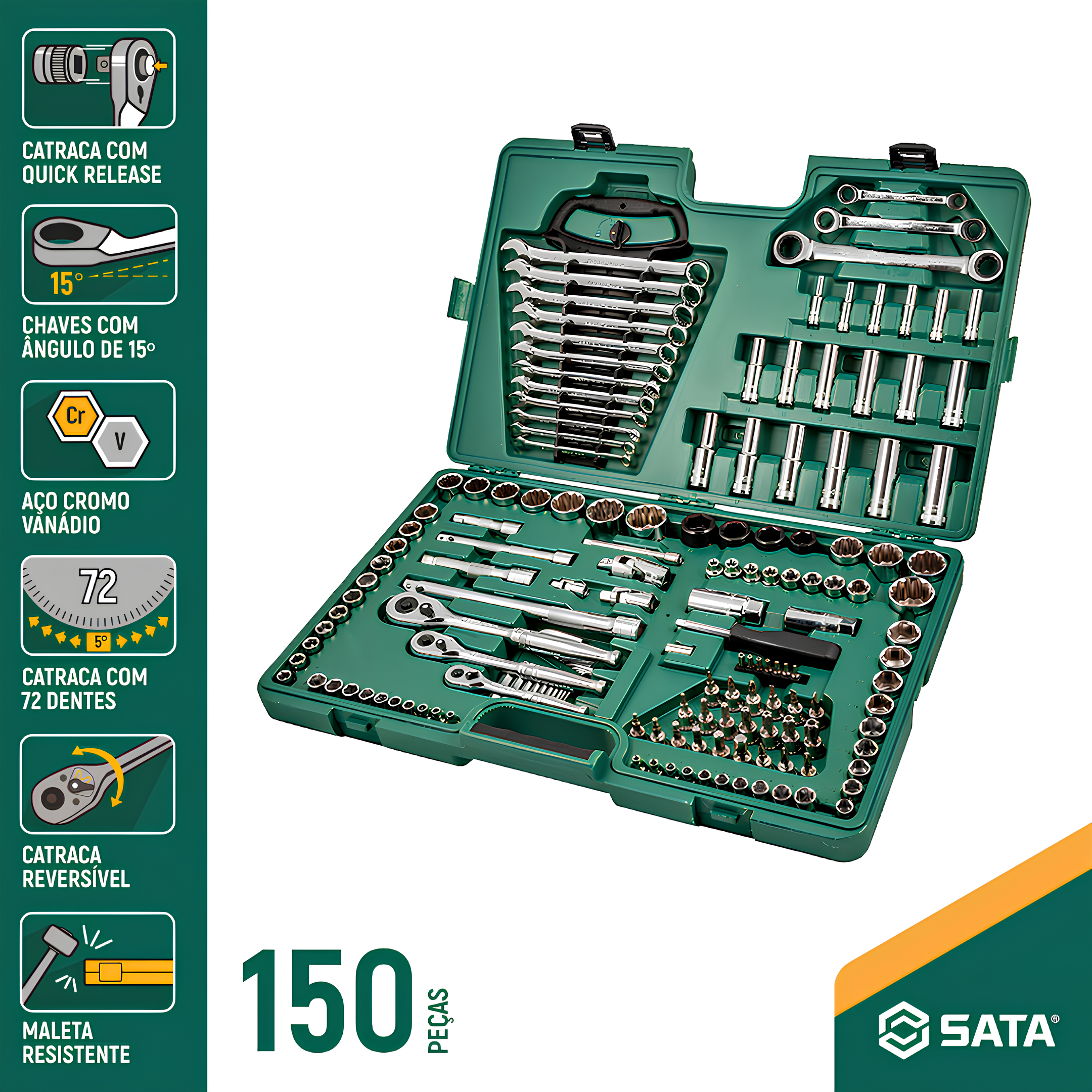 Jogo De Ferramentas Manuais Profissional 150 Peças ST09510L Sata