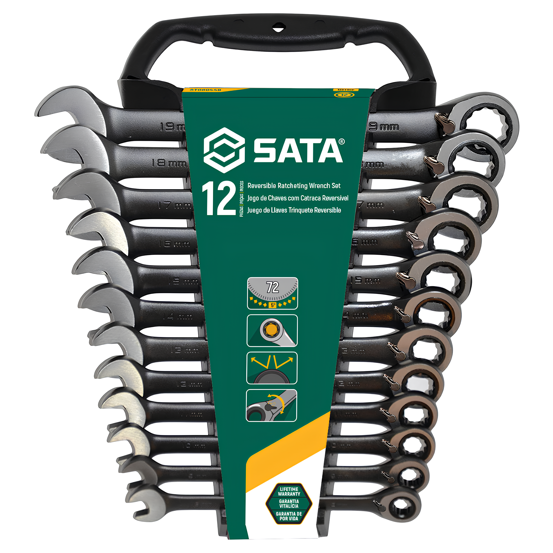 Jogo De Chave Combinada Catraca Reversível 8 A 19Mm 12Pçs ST08044B Sata