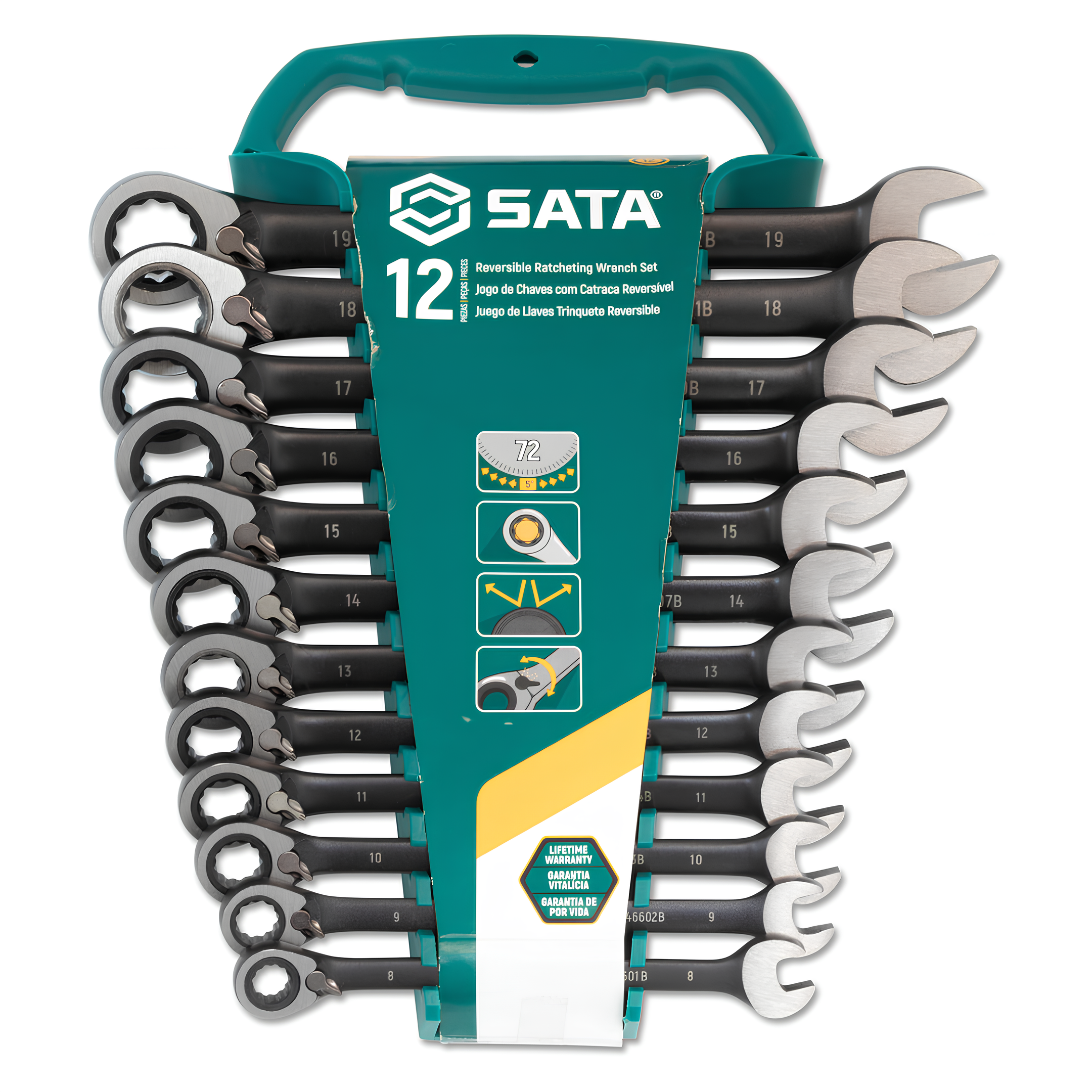 Jogo de Chave Catraca Flexível 8A 19Mm 12Pcs St08033 Sata