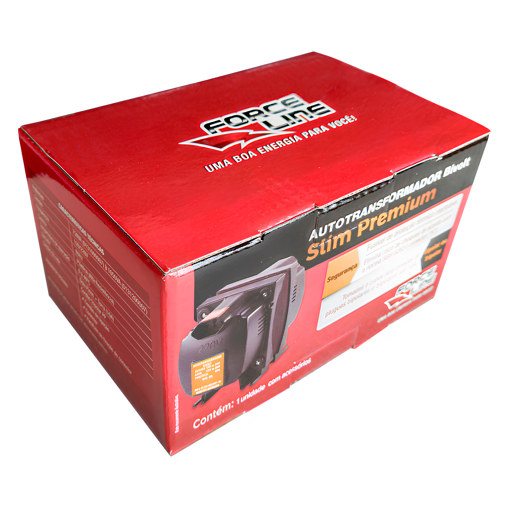 Auto Transformador 750Va Tripolar Bivolt Slim Premium Forceline