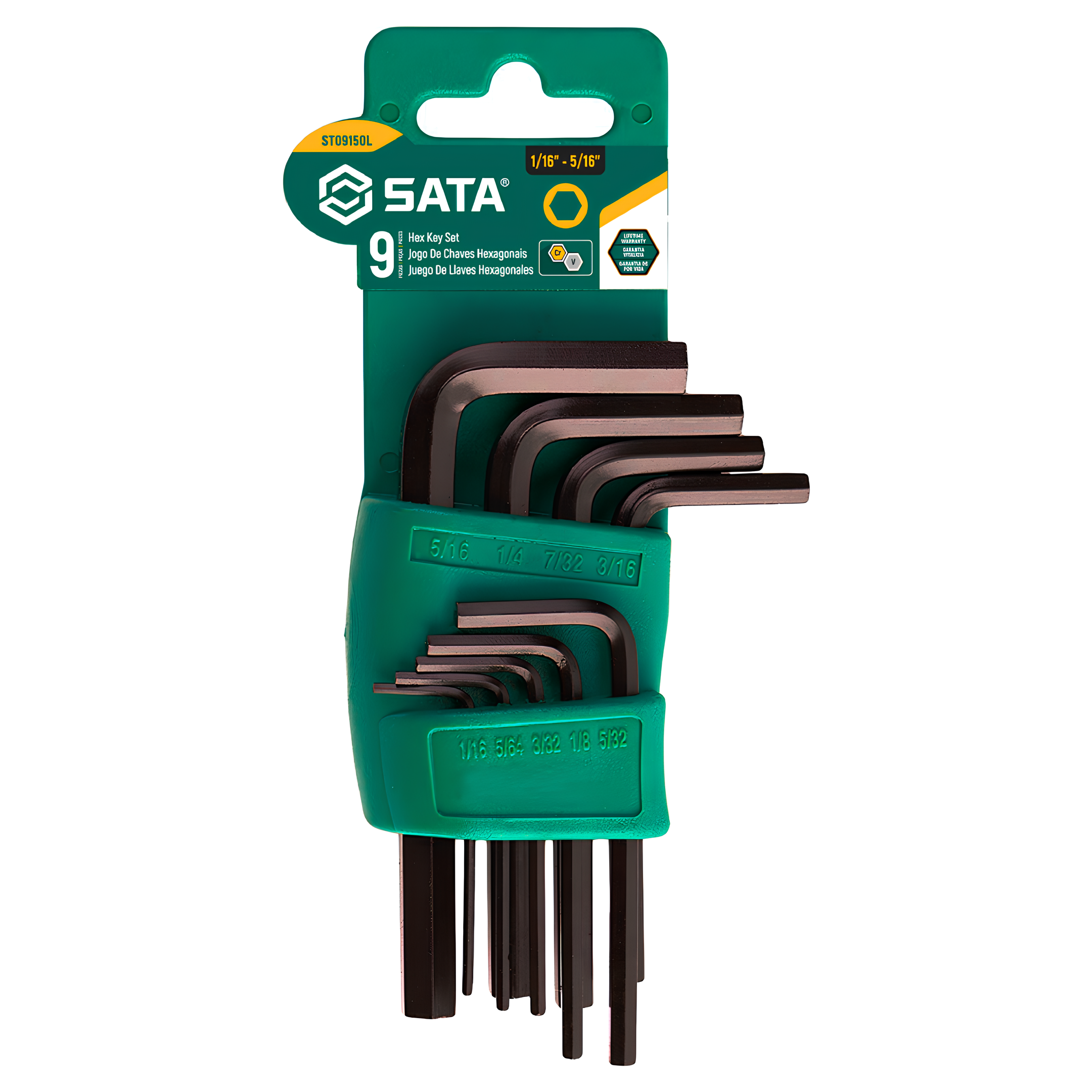 Jogo De Chave Hexagonal Curta 1/16" A 5/16" 9 Peças ST09150L Sata