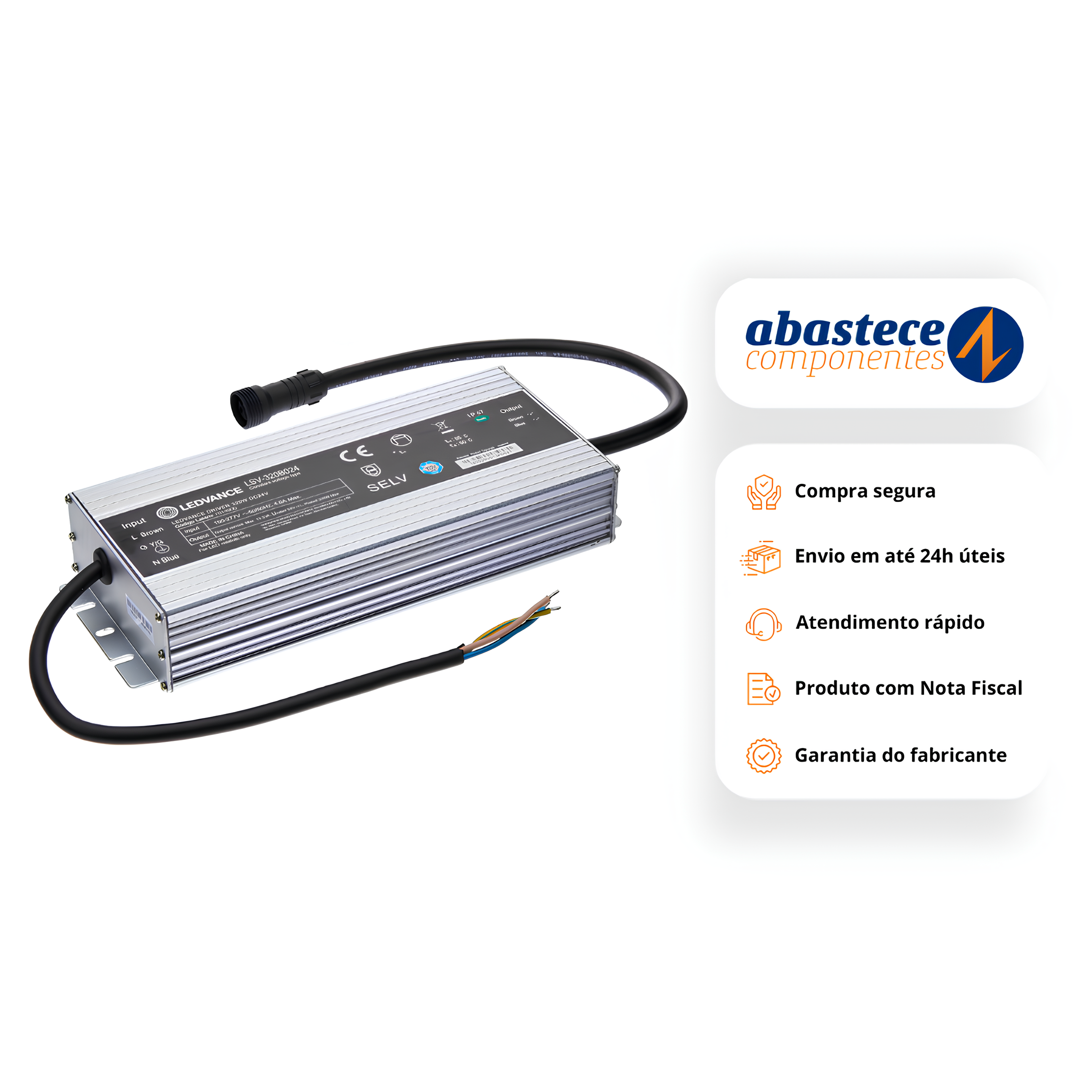 Fonte Driver Externo Aluminio 24V 320W Ip67 Bivolt Ledvance