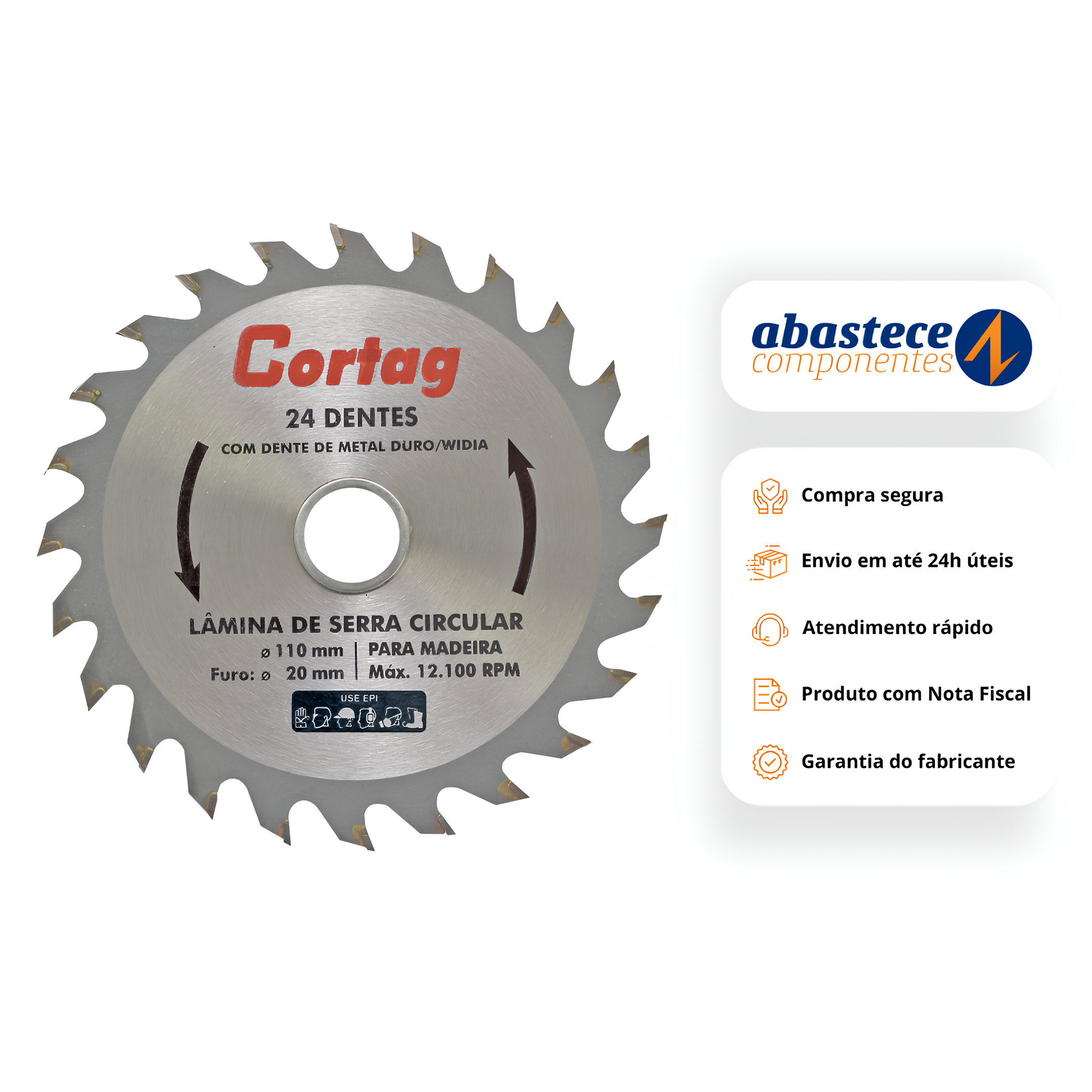 Disco Diamantado Lamina De Serra Circular 24D 110Mm 60864 Cortag