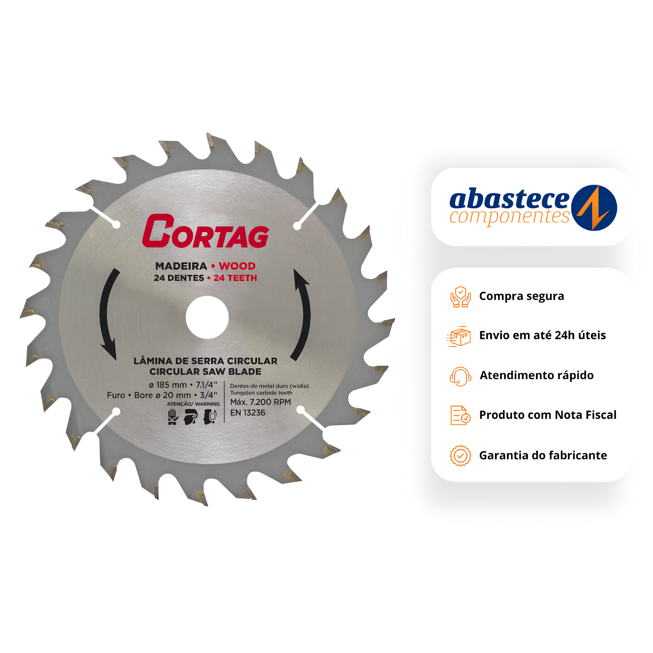 Disco Diamantado Lamina De Serra Circular 24D 185Mm 60753 Cortag