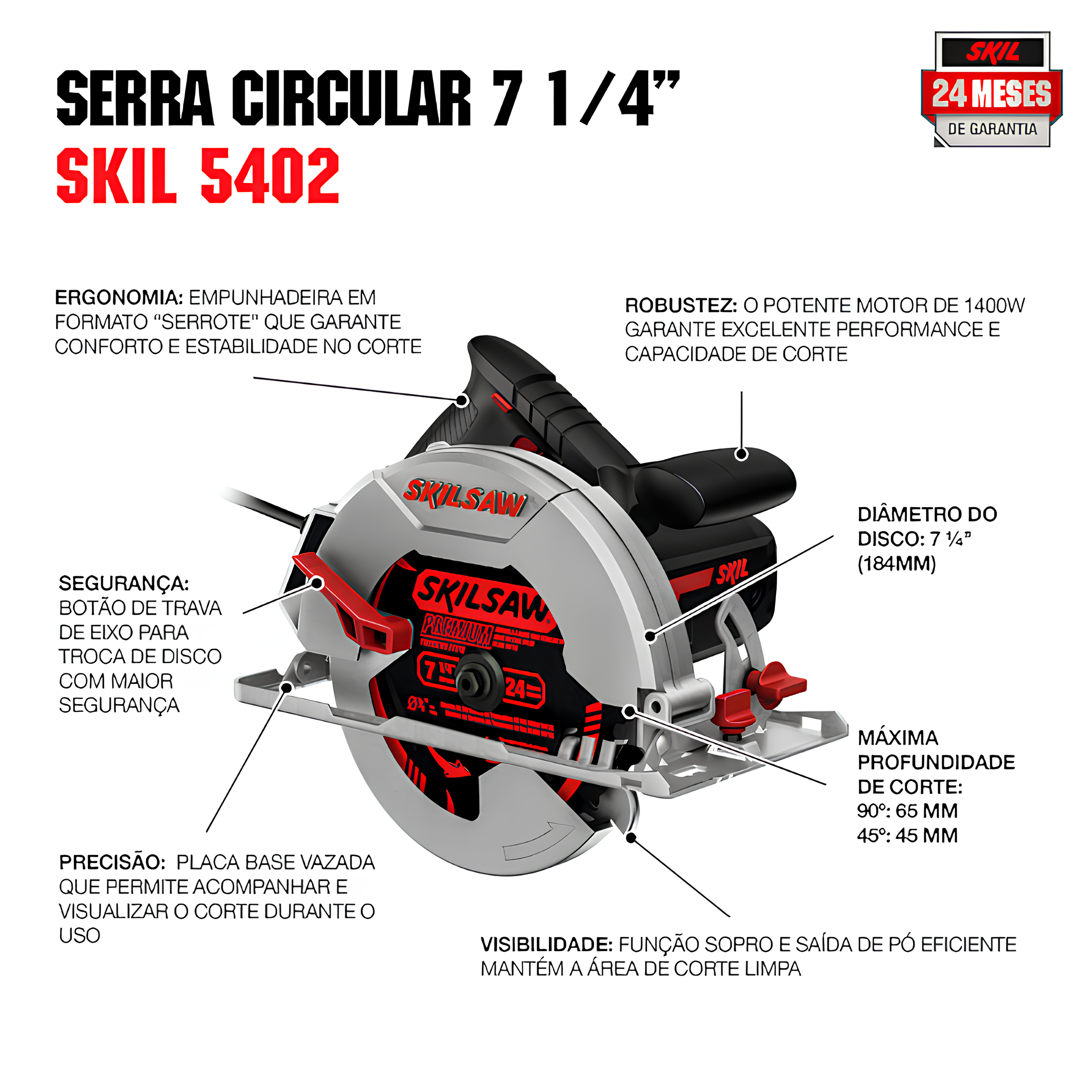 Serra Circular 7.1/4" 1400W 220V 5402 F0125200JA000 Skil