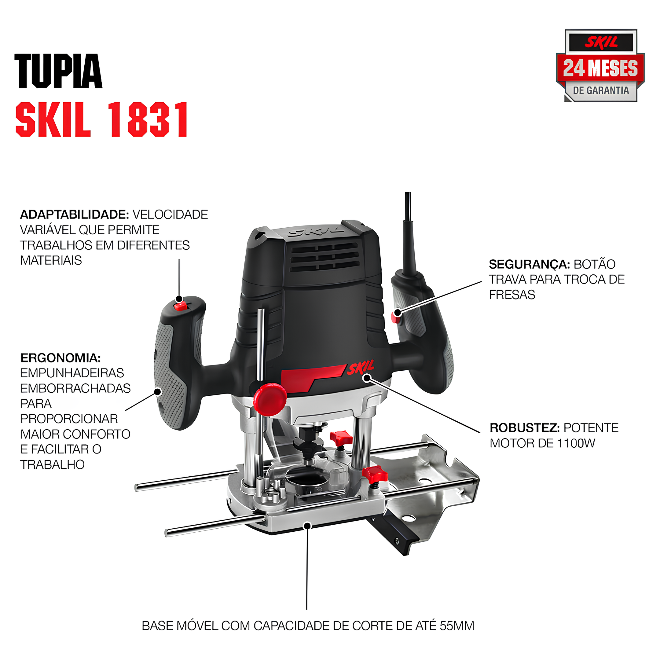 Tupia 1100W 127V 1831 Com Maleta F0121831AB000 Skil