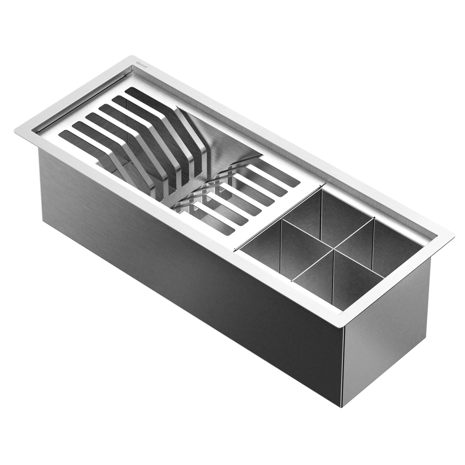 Canal Organizador 45X15X15cm Aço Inox C/ 2 Módulos Fit Docol