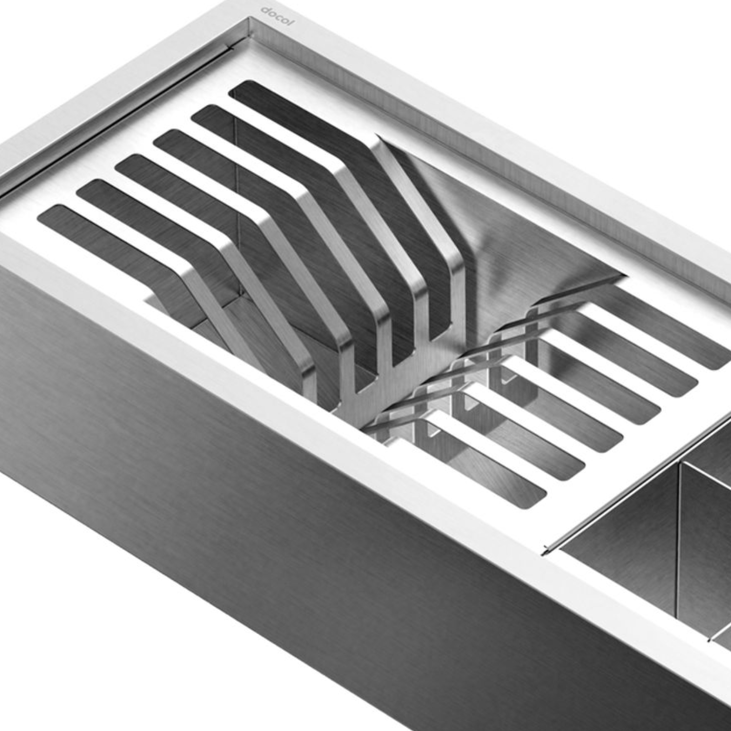 Canal Organizador 45X15X15cm Aço Inox C/ 2 Módulos Fit Docol