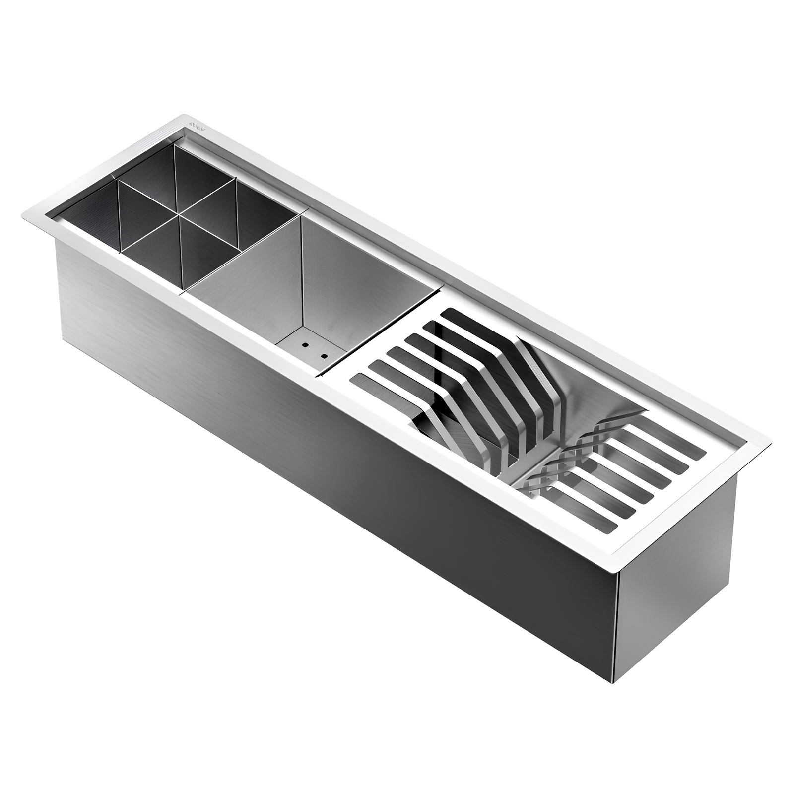 Canal Organizador 60X15X15cm Aço Inox C/ 3 Módulos Fit Docol